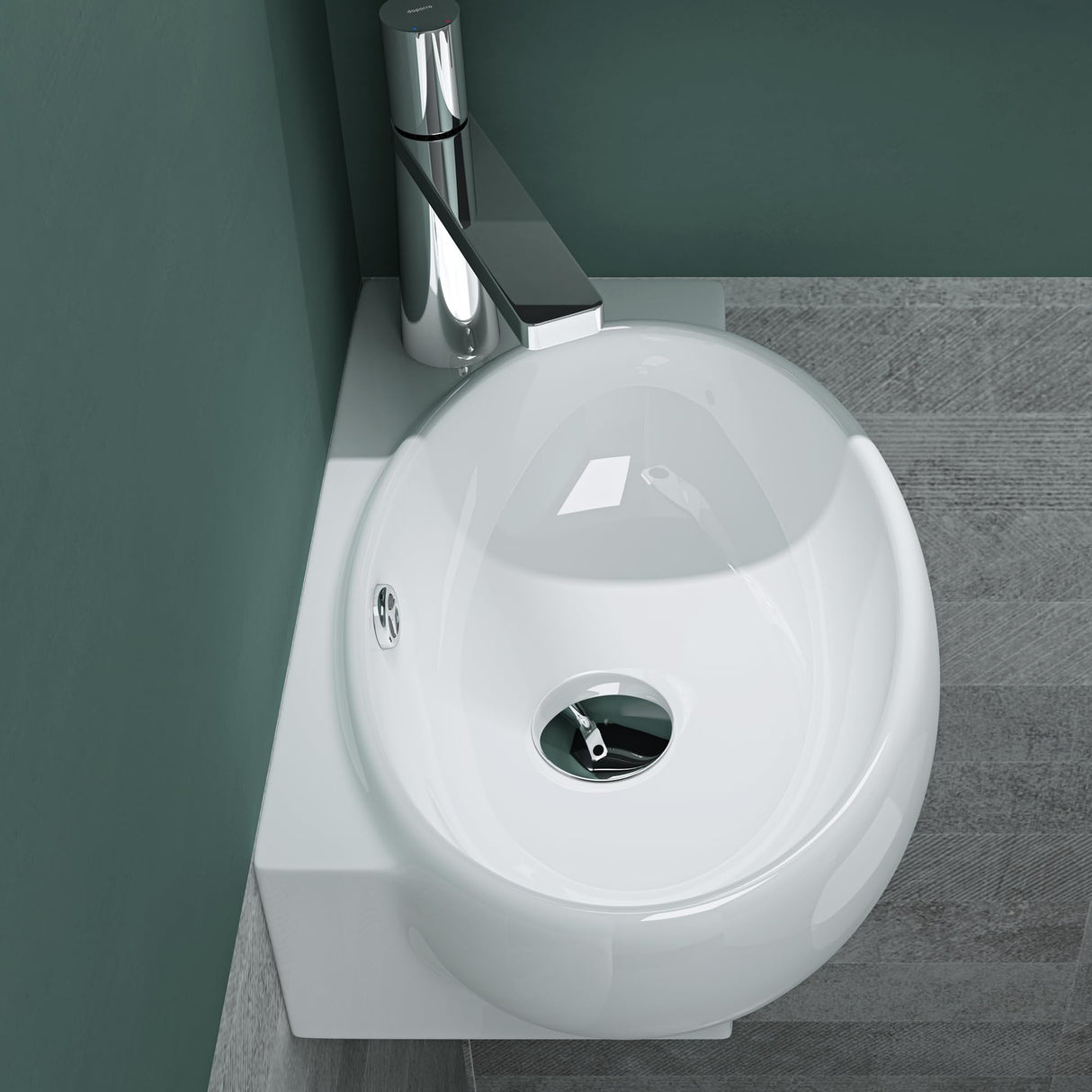 glasvilla Waschbecken Gäste WC Aufsatzwaschbecken Hängewaschbecken aus Keramik mit NANO, BTH: 42x28x15cm, Brüssel001