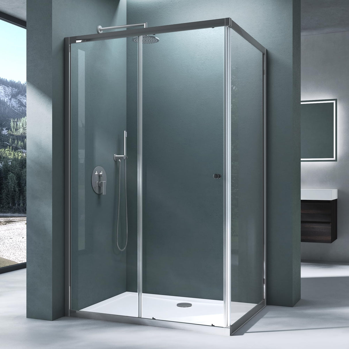 cabina de ducha Duschabtrennung ducha de esquina de vidrio de seguridad con puerta corredera NANO 190cm Ravenna16L-K