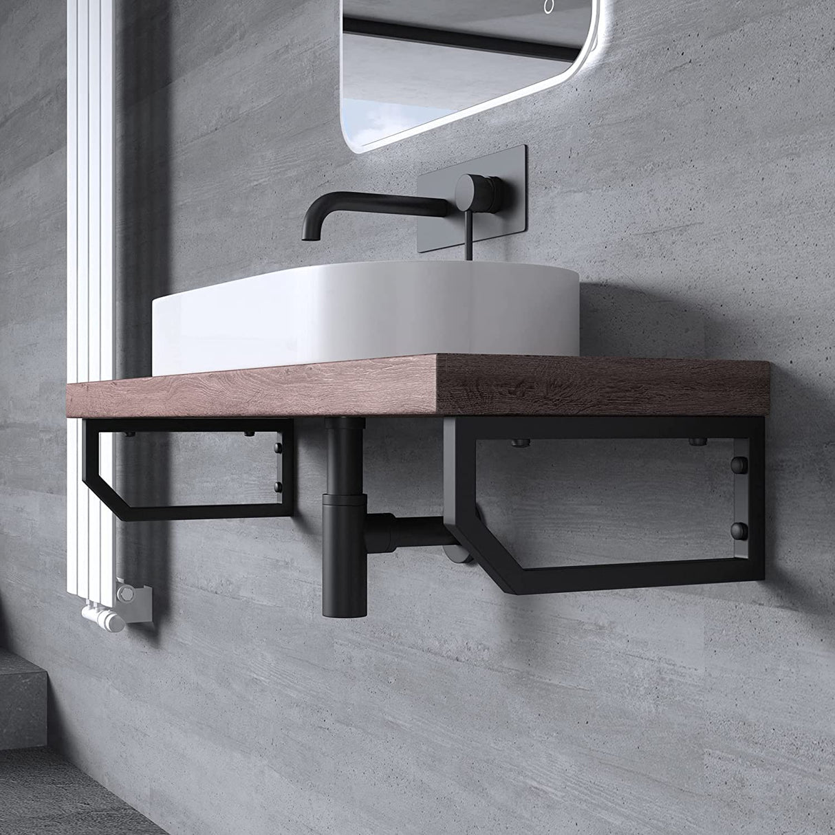 glasvilla Design Consola de Pared de Acero Inoxidable Soporte para Lavabo WH03
