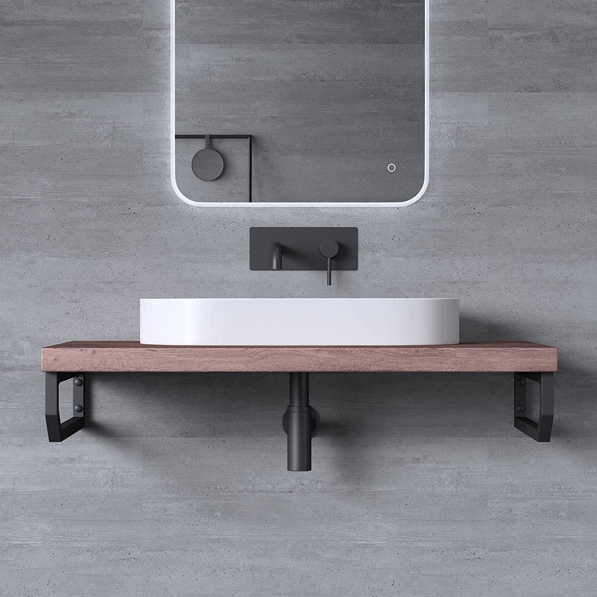 glasvilla Design Consola de Pared de Acero Inoxidable Soporte para Lavabo WH03