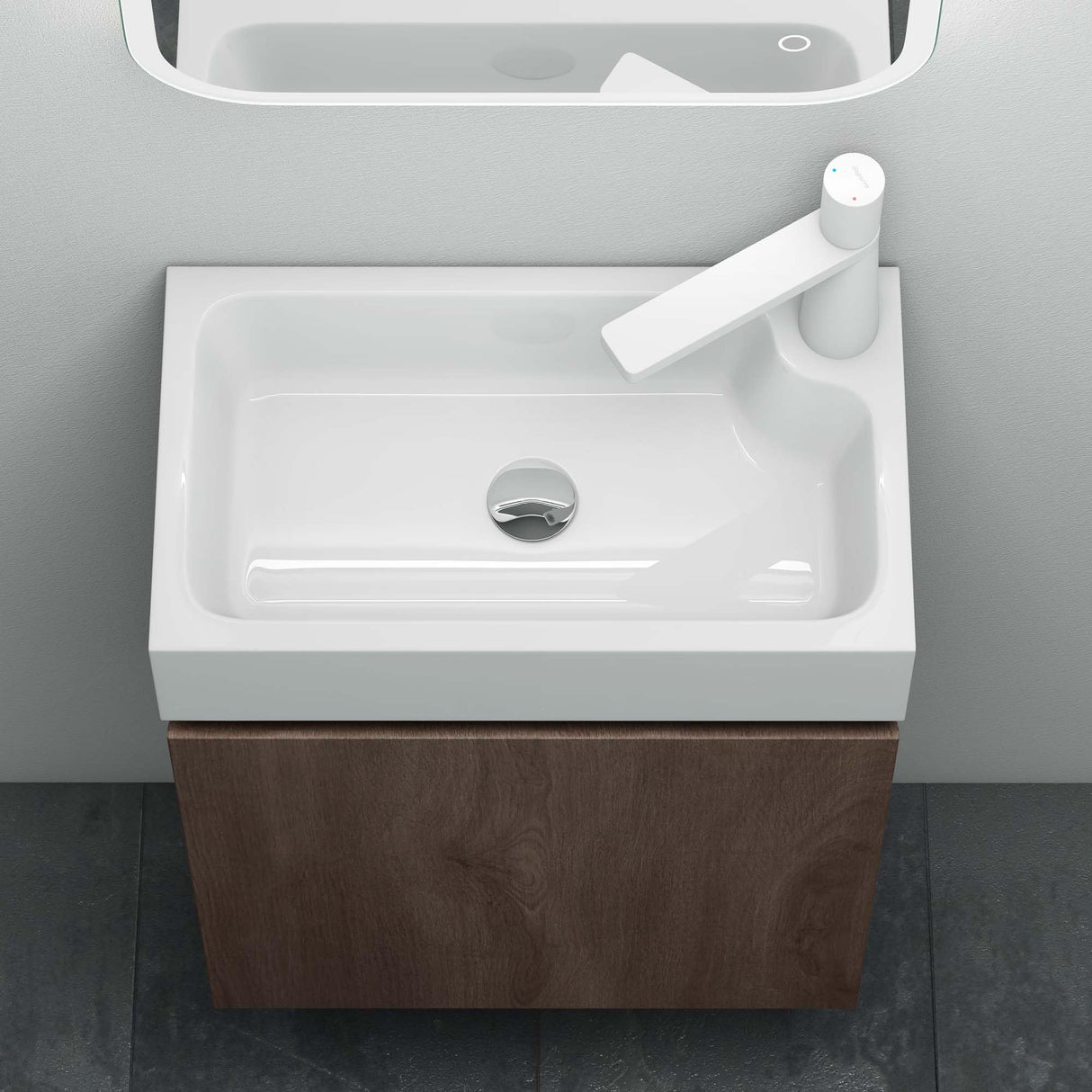 conjunto de muebles de baño glasvilla compuesto por lavabo blanco y mueble de lavabo BTH: 46x26x63cm Pisa02