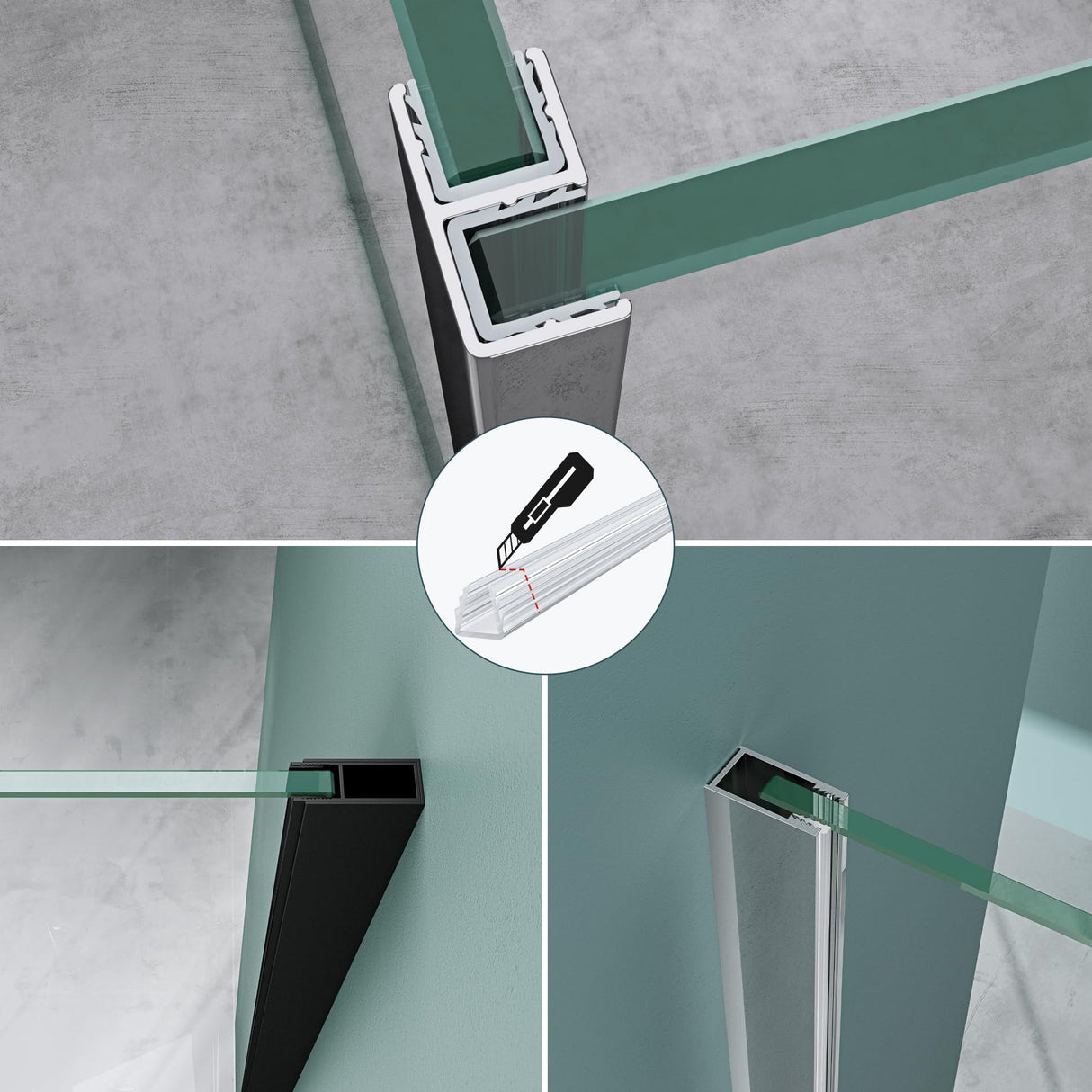 glasvilla Junta de ducha Sello de ducha Puerta de vidrio para 6mm - 10mm Grosor de vidrio Junta de repuesto Pared de ducha Sello de pared