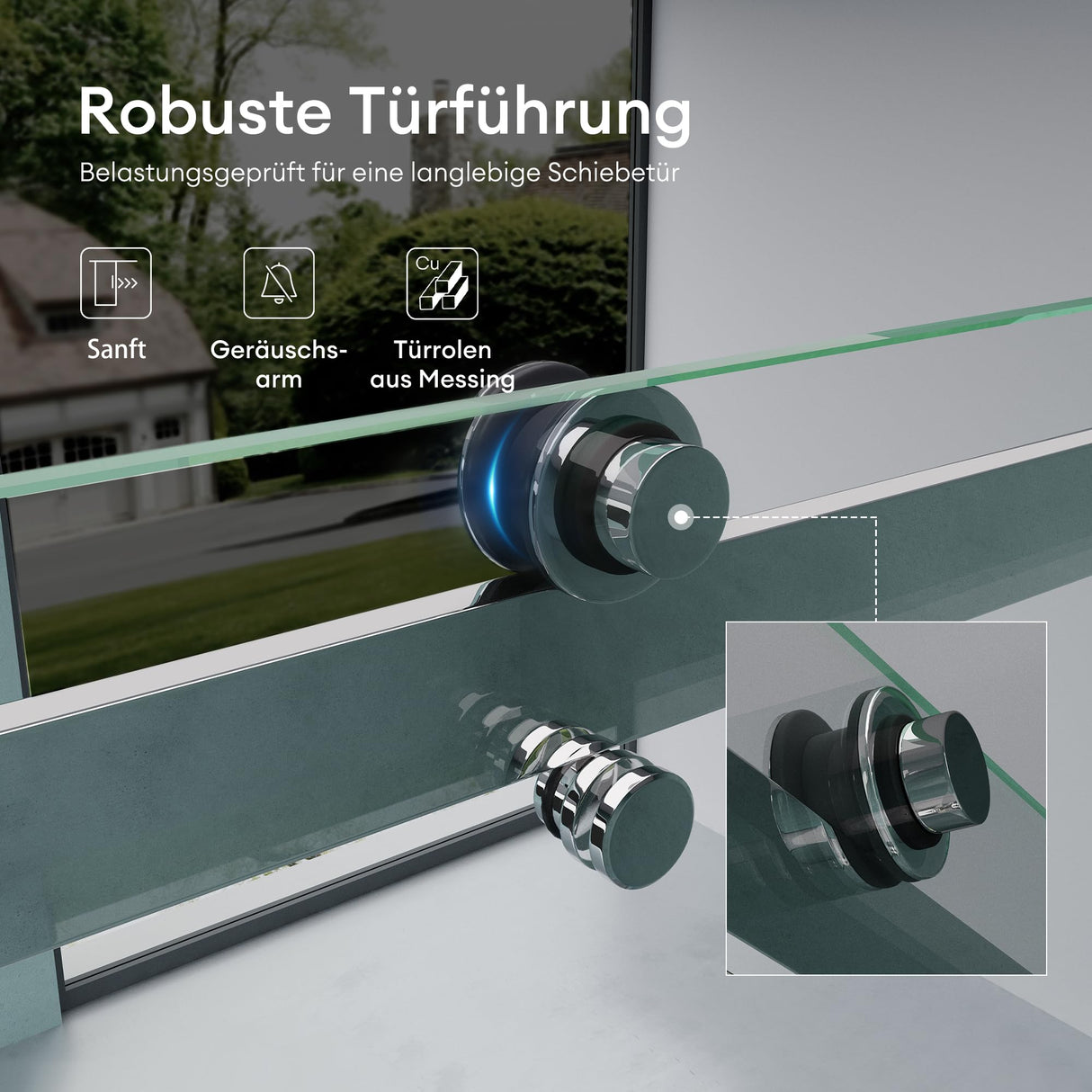 glasvilla Duschtür Nischentür dusche Duschabtrennung Duschkabine 8mm Sicherheitsglas mit Nanobeschichtung Schiebetür Höhe:195cm Teramo04