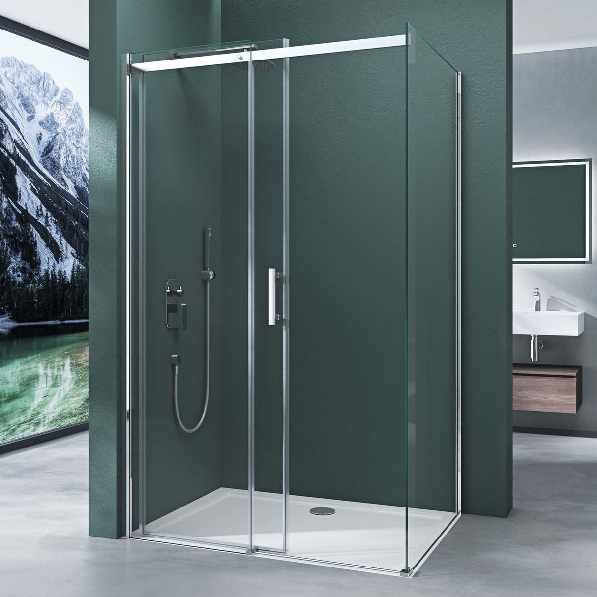 galsvilla Duschkabine Duschabtrennung 8mm Sicherheitsglas mit NANO Eck-Dusche mit Schiebetür Ravenna18