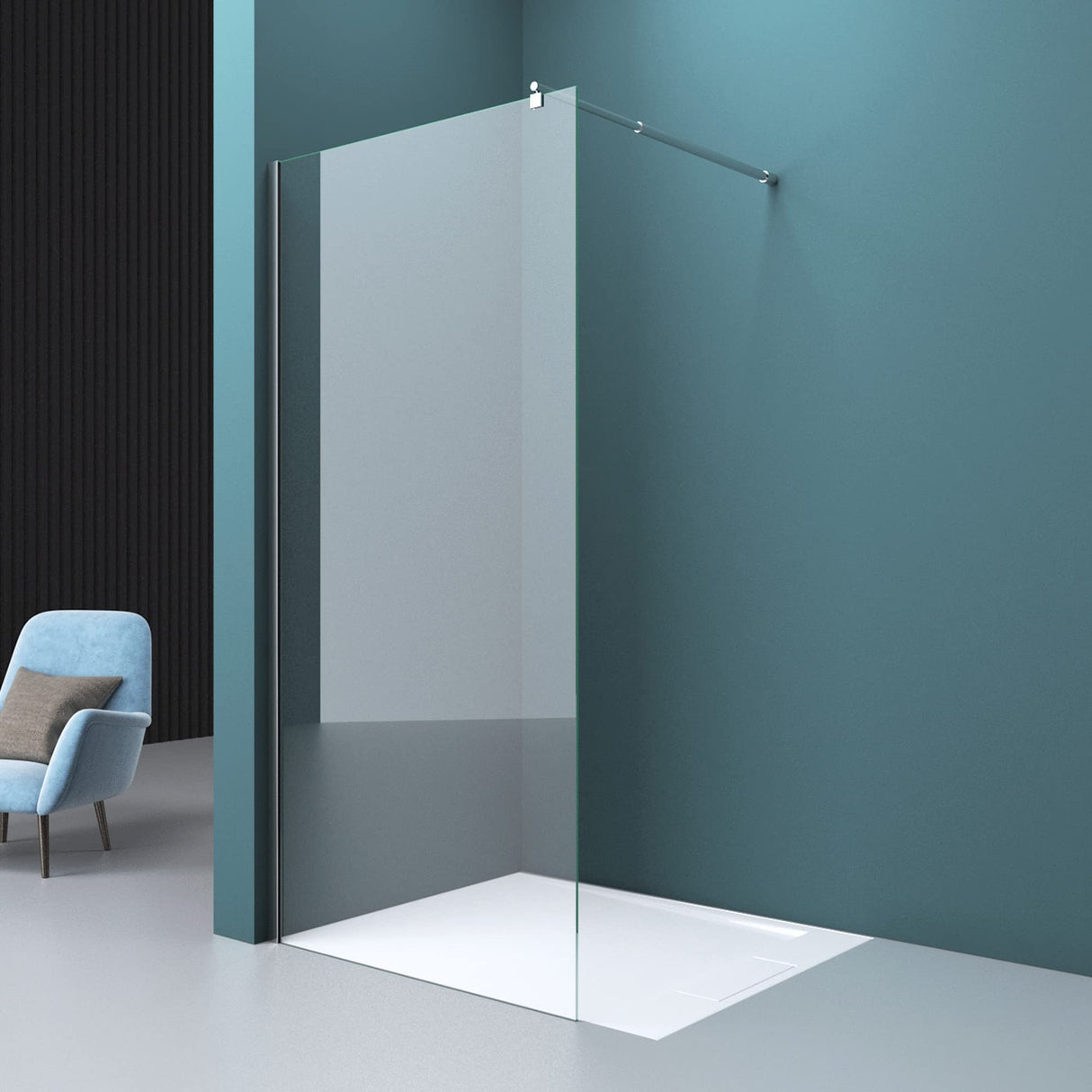 glasvilla Haltestange Duschwand Duschabtrennung Duschglaswand | Stabilisator para ducha Walk in | giratorio 180° para grosor de vidrio de 6-10 mm