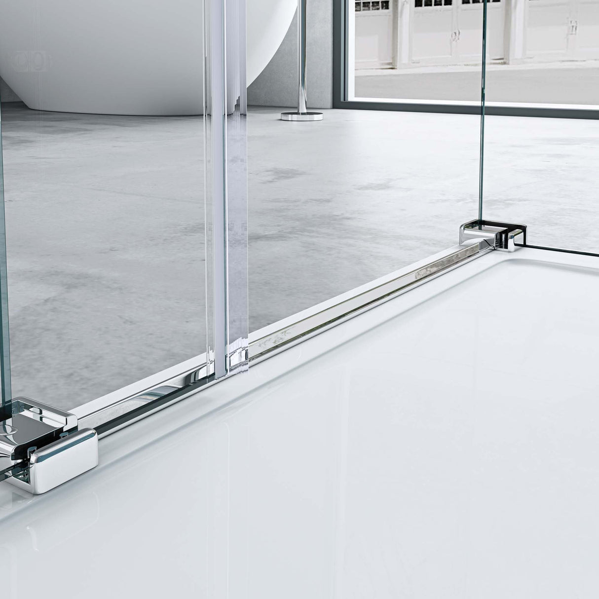 glasvilla U-Form Cabina de Ducha Sin Marco 195cm Puerta Corredera Separación de Ducha 8mm ESG Nano Cristal Claro Soporte de 4 Puntos Mampara de Ducha Rav17-2UK