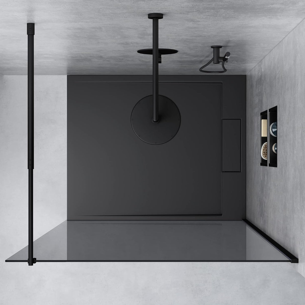 glasvilla Duschwand für Dusche Duschabtrennung Walk-In ESG-Sicherheitsglas 10mm NANO Glas BRAM1&BRAM3 Bremen2 Schwarz