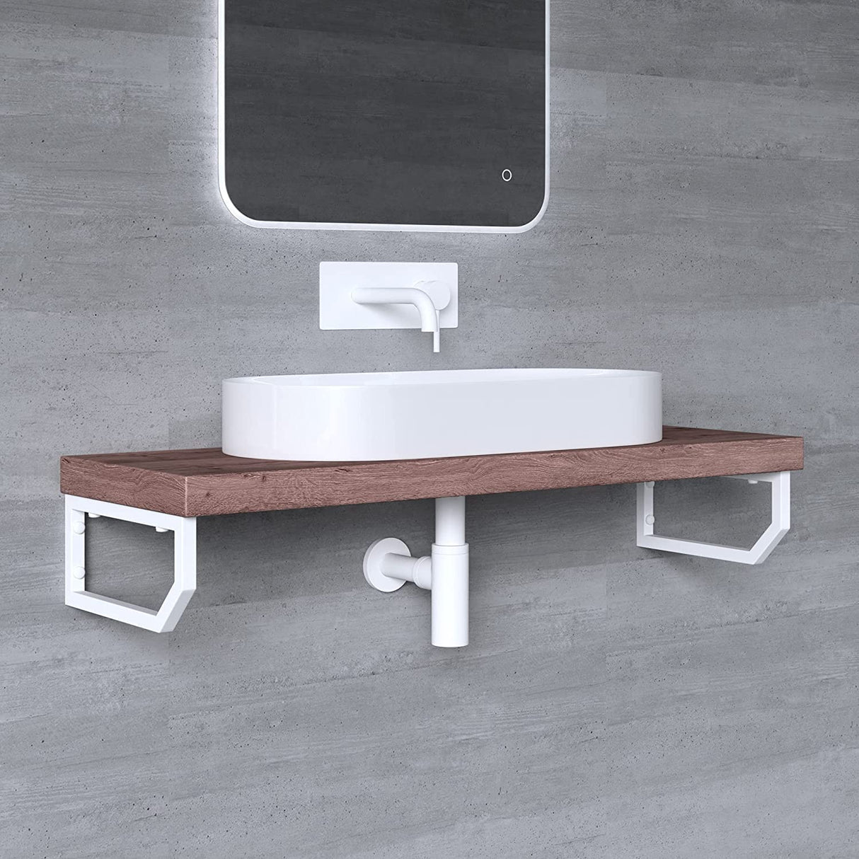 glasvilla Design Consola de Pared de Acero Inoxidable Soporte para Lavabo WH03