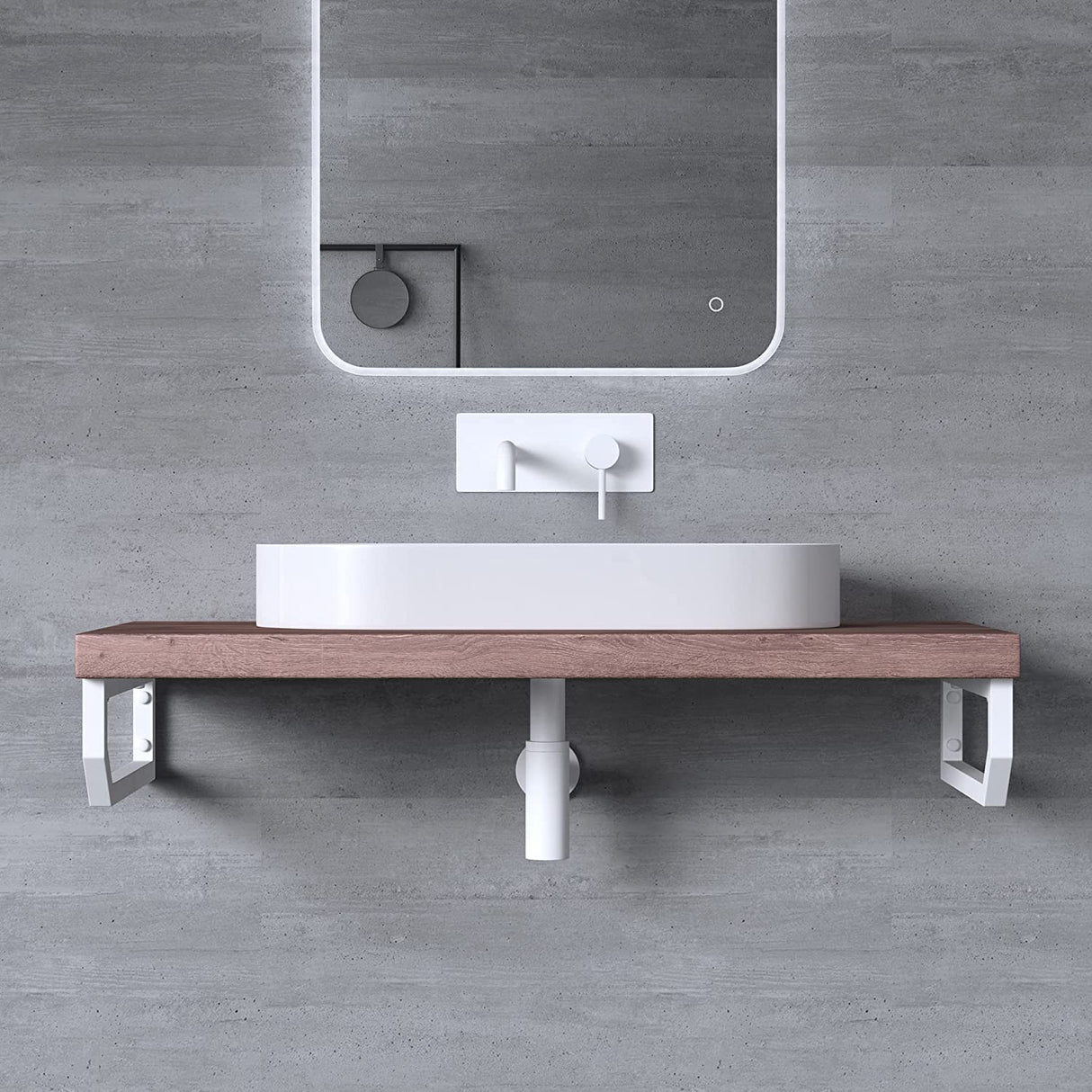 glasvilla Design Consola de Pared de Acero Inoxidable Soporte para Lavabo WH03