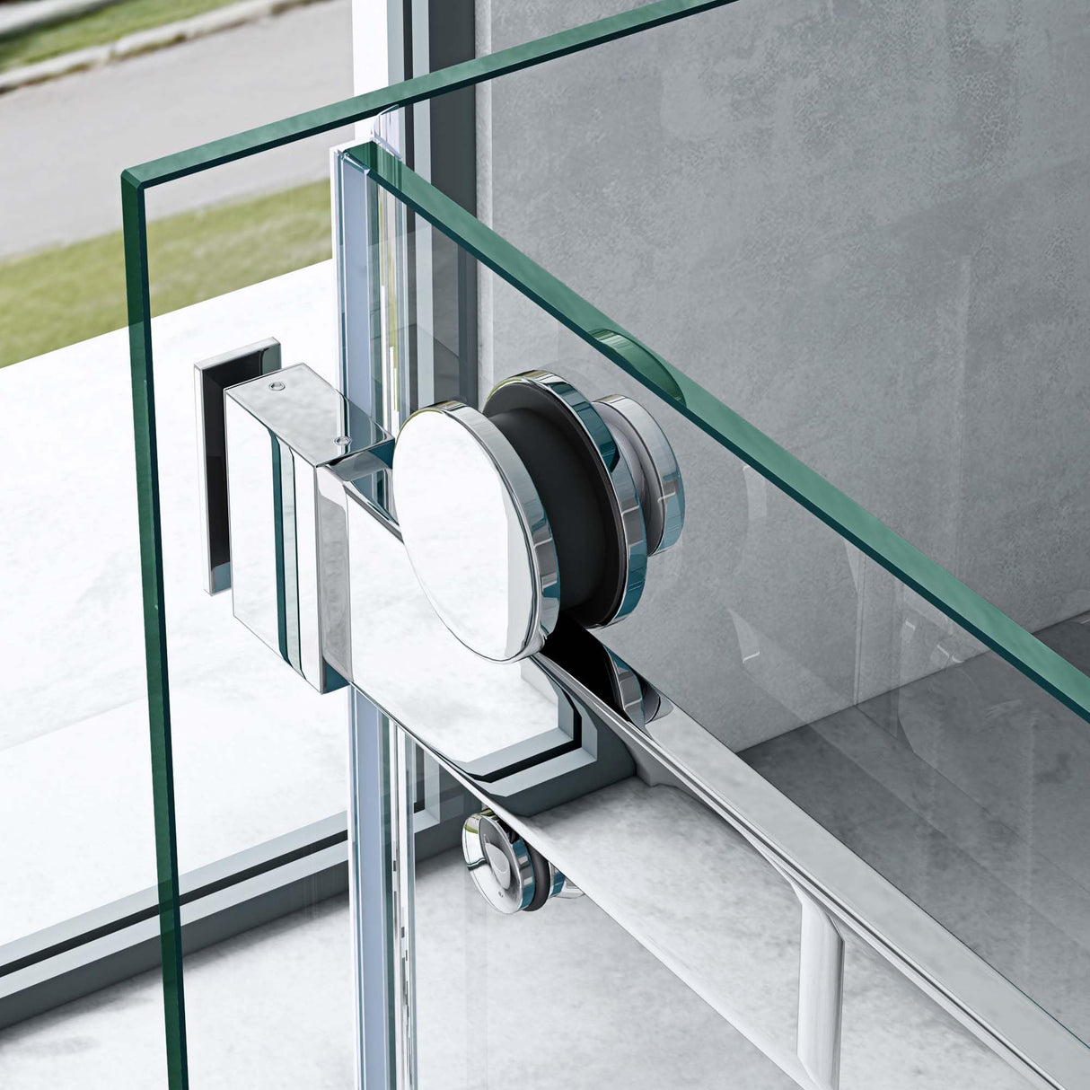 glasvilla U-Form Cabina de Ducha Sin Marco 195cm Puerta Corredera Separación de Ducha 8mm ESG Nano Cristal Claro Soporte de 4 Puntos Mampara de Ducha Rav17-2UK