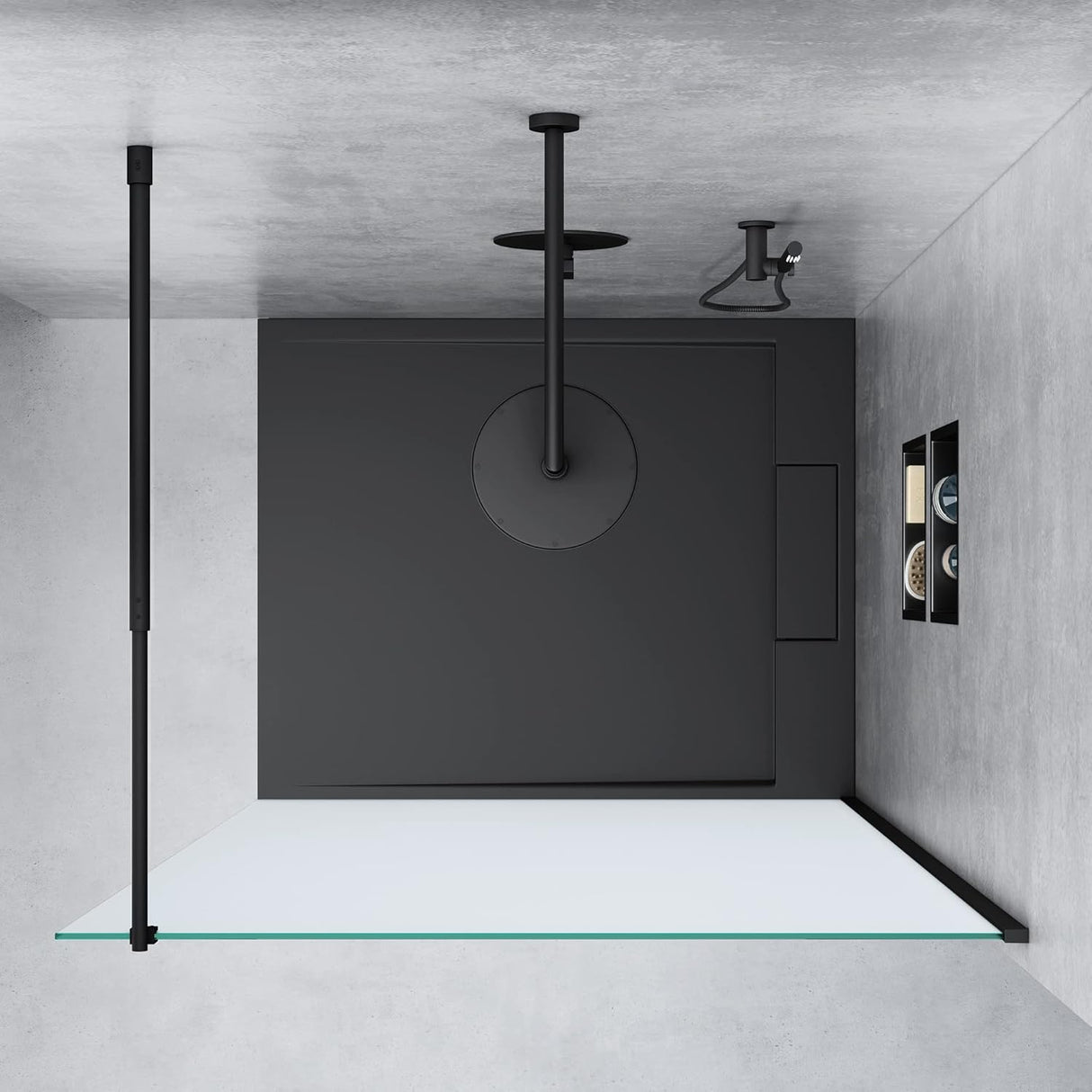 glasvilla Duschwand für Dusche Duschabtrennung Walk-In ESG-Sicherheitsglas 8mm NANO Glas BRAM1&BRAM3 Bremen1 Schwarz