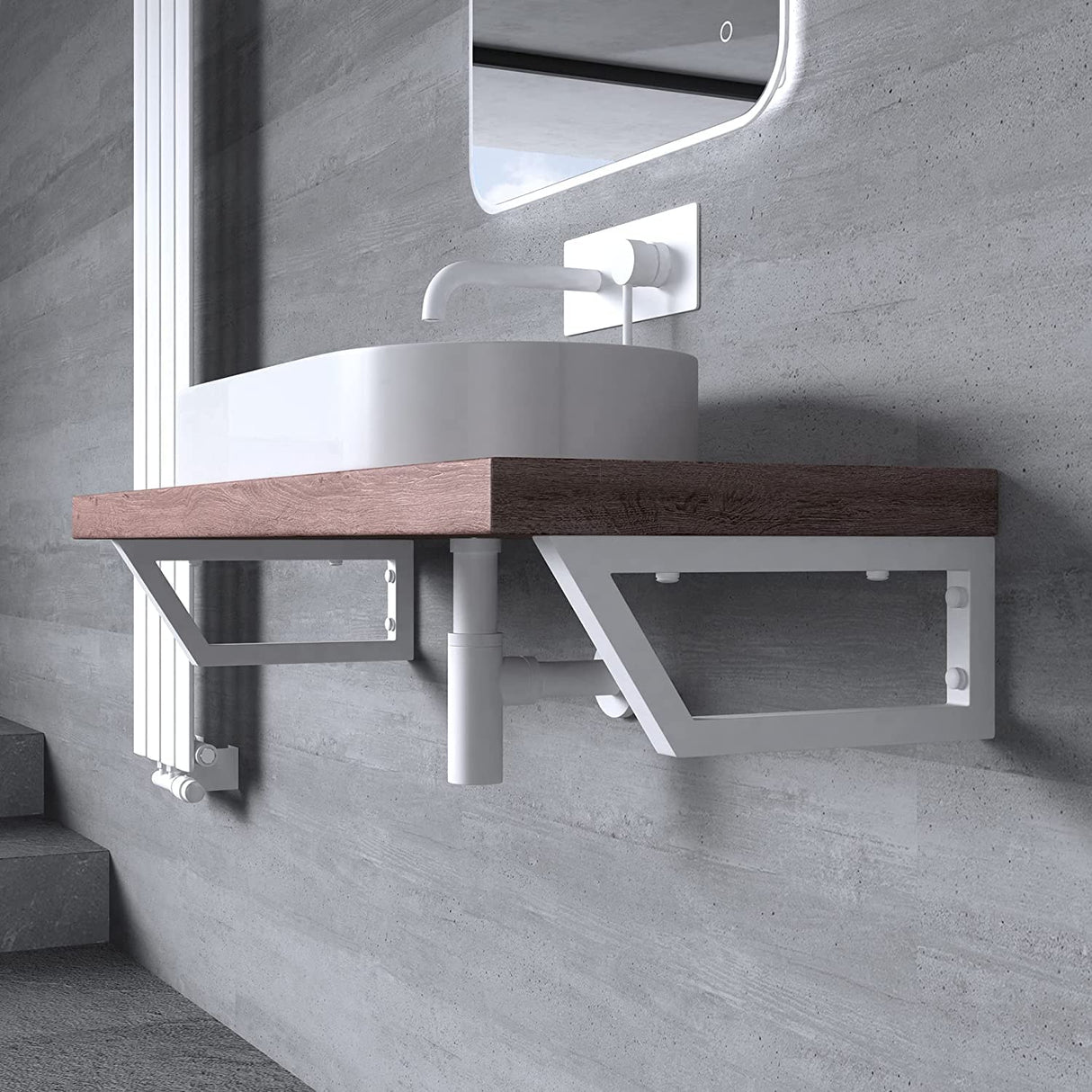 glasvilla Diseño Wandkonsole de acero inoxidable soporte de lavabo soporte de estante WH04