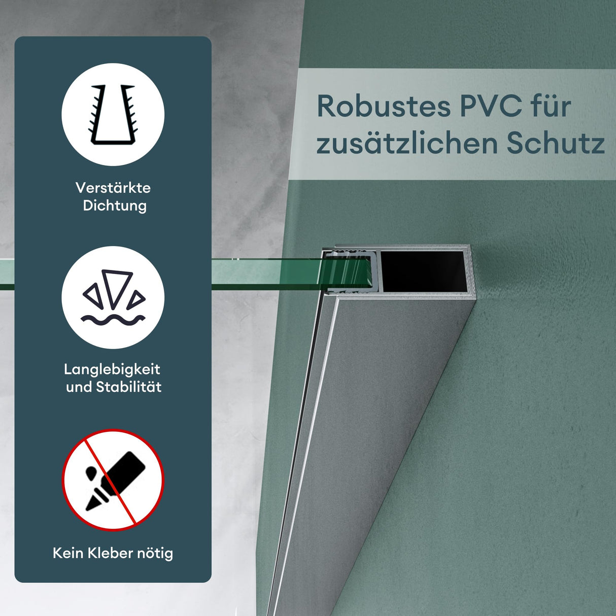 glasvilla Junta de ducha Sello de ducha Puerta de vidrio para 6mm - 10mm Grosor de vidrio Junta de repuesto Pared de ducha Sello de pared