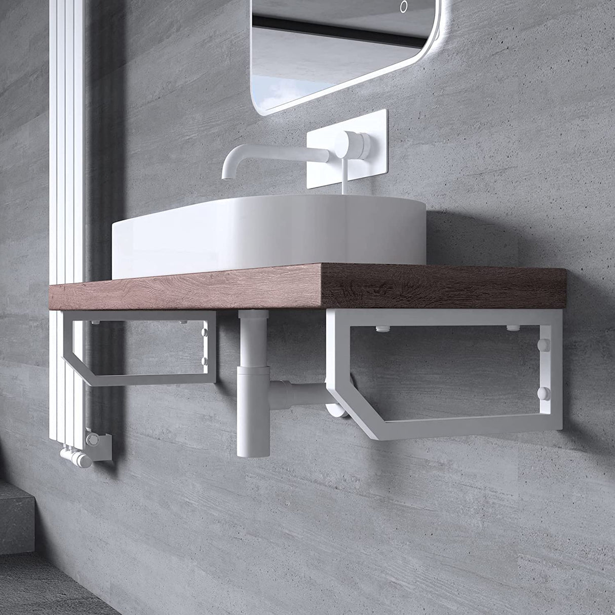 glasvilla Design Consola de Pared de Acero Inoxidable Soporte para Lavabo WH03