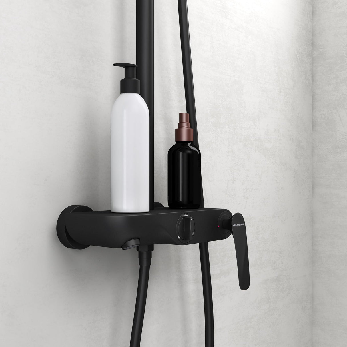 Système de douche Glasvilla avec douchette et pommeau de douche, douche de pluie, kit de fixation murale