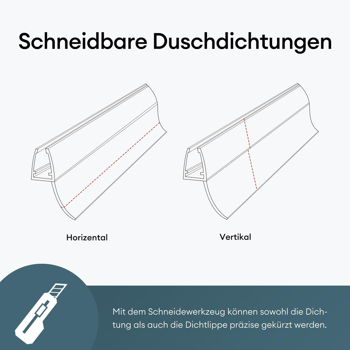 glasvilla Duschdichtung Duschlippe | Duschtürdichtung 6mm - 8mm Glasstärke | Ersatzdichtung Duschtür Duschwand recta
