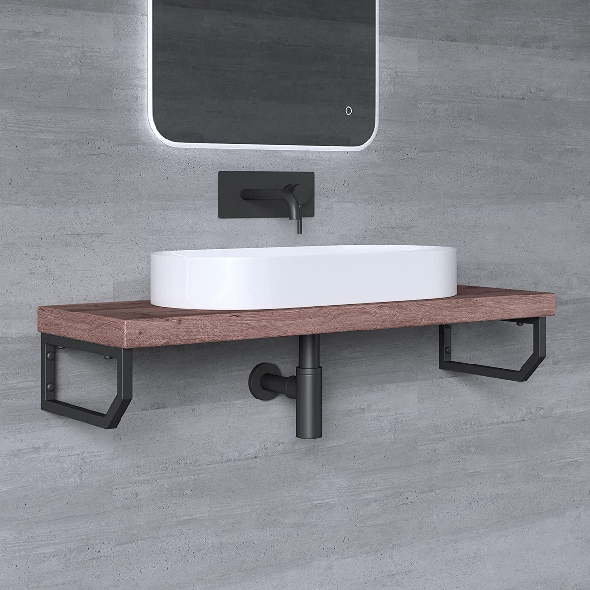 glasvilla Design Consola de Pared de Acero Inoxidable Soporte para Lavabo WH03