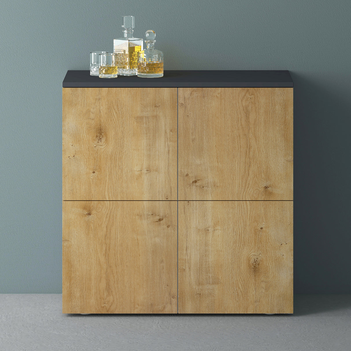 glasvilla Möbel Kommode Aufbewahrungsschrank mit 4 Türen Sideboard Schrank Mehrzweckschrank Schrank04