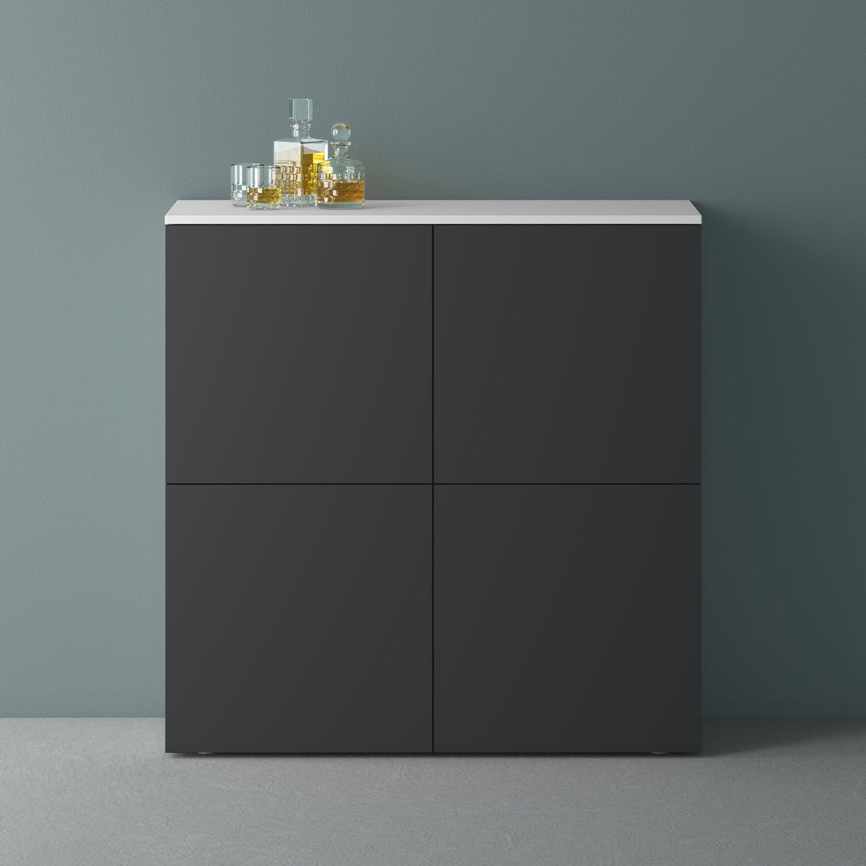 glasvilla Möbel Kommode Aufbewahrungsschrank mit 4 Türen Sideboard Schrank Mehrzweckschrank Schrank04