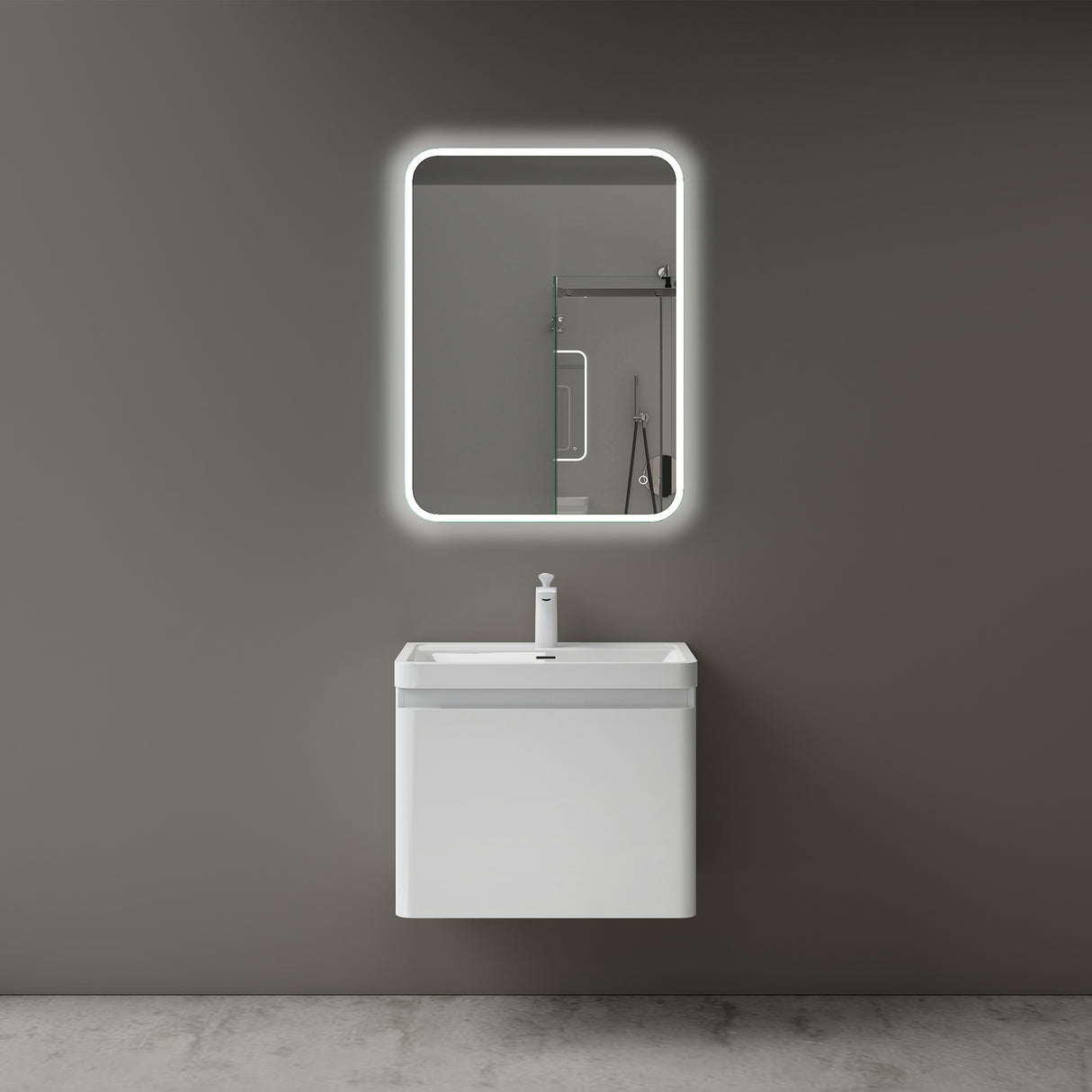 conjunto de muebles de baño glasvilla mueble de lavabo con cajones de cierre suave incluido lavabo de mineral Ancona
