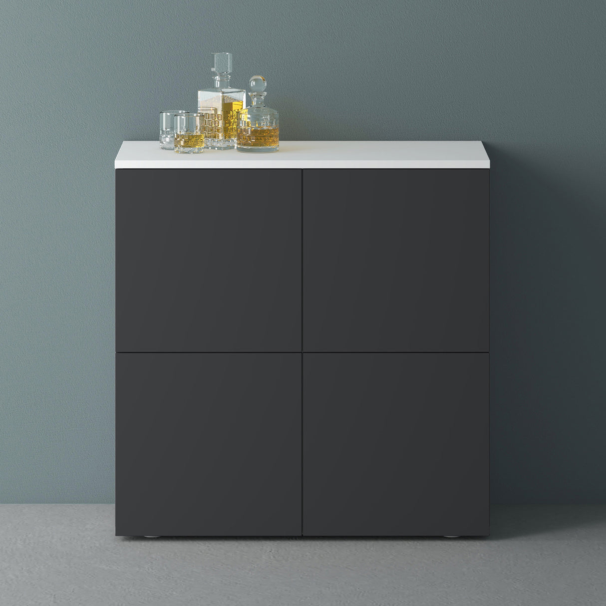 glasvilla Möbel Kommode Aufbewahrungsschrank mit 4 Türen Sideboard Schrank Mehrzweckschrank Schrank04