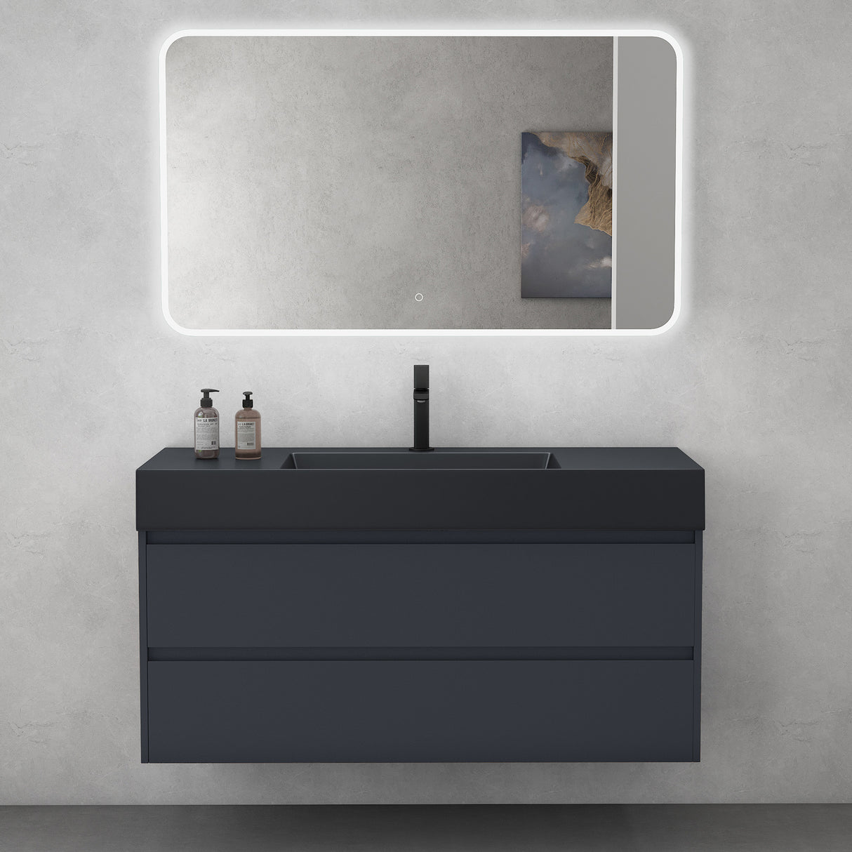 glasvilla Badmöbel Set Badezimmermöbel 120cm Waschbecken Waschtisch mit Unterschrank Deep