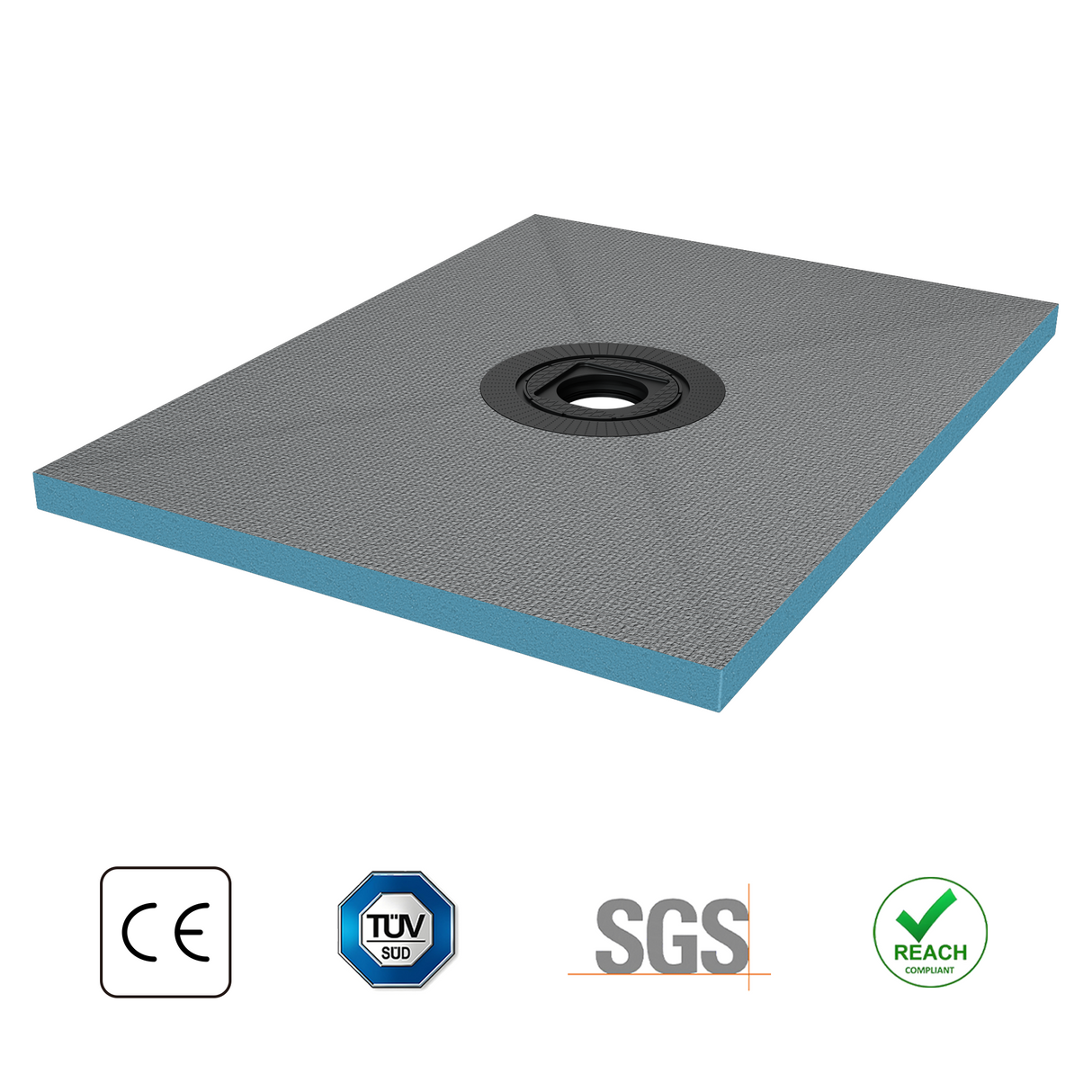 elemento de ducha glasvilla, tablero de ducha befliesbar, elementos de ducha con canal, plato de ducha a ras de suelo, placa de pendiente XPS