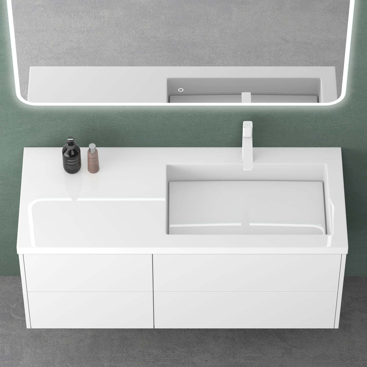 conjunto de muebles de baño glasvilla 120cm mueble de lavabo con mueble inferior Soft-Close 4 cajones muebles de baño Moment