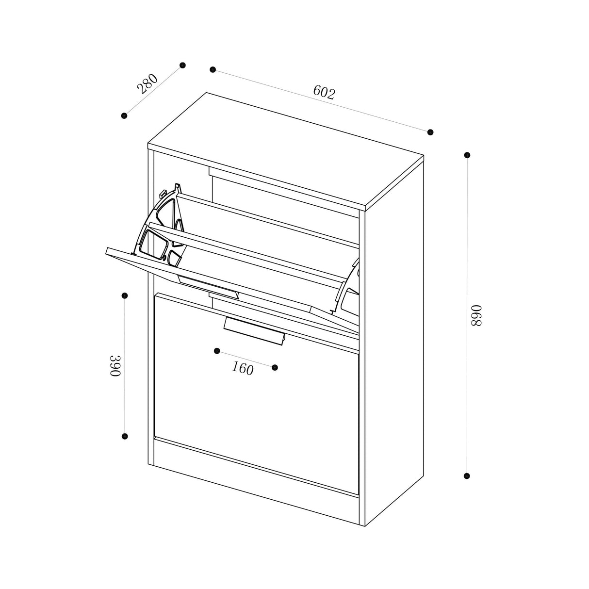 glasvilla Schuhschrank Schuhkommode Schuhkipper BxTxH: 60x28x89 cm Schmal Schuhregal Möbel Schuhschrank01