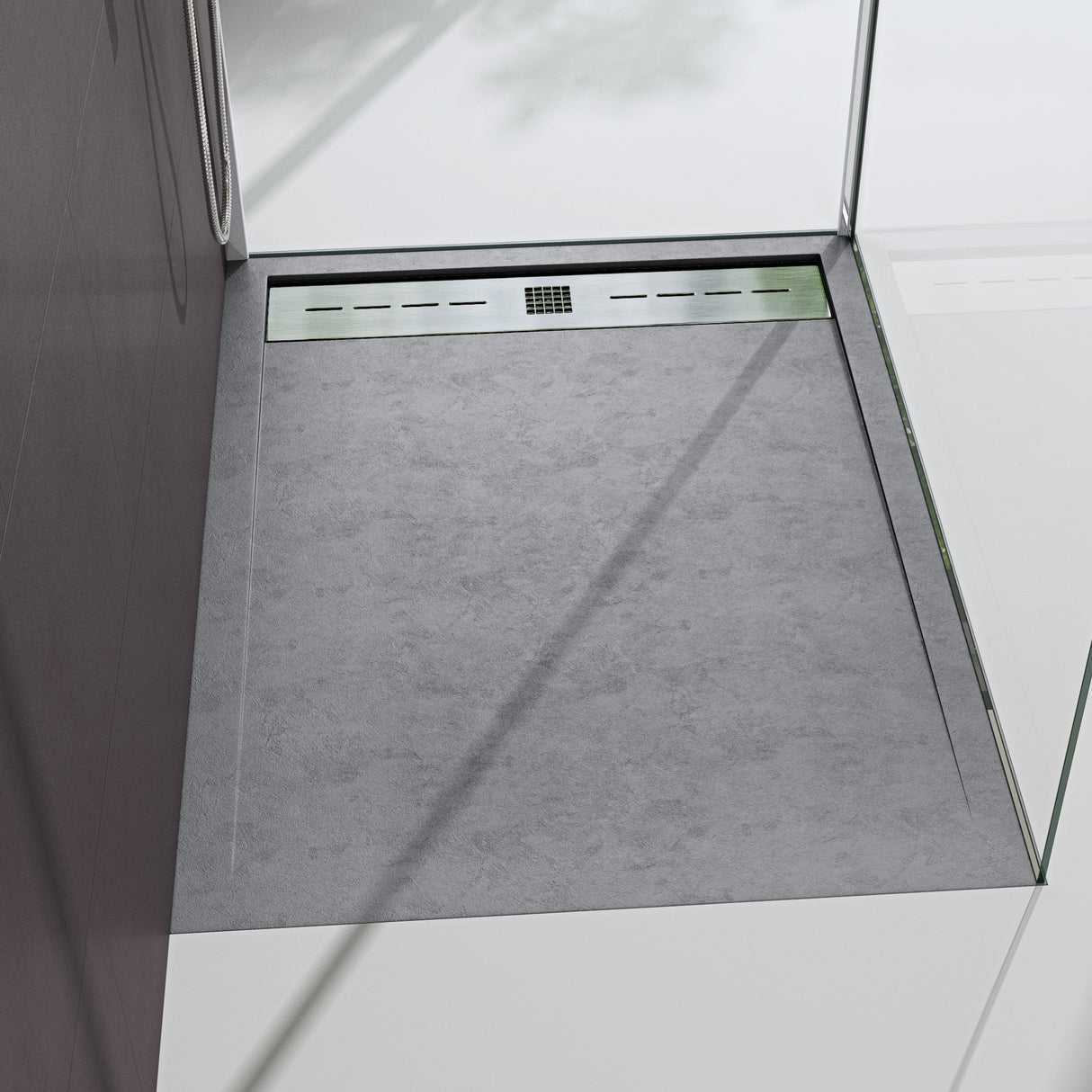 glasvilla Duschwanne Duschtasse para cabina de ducha plana rectangular gris cemento de alta calidad en mineral fundido Corvus