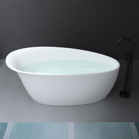 glasvilla Freistehende Badewanne Weiß matt Mineralguss Standbadewanne inkl. Nano-Versiegelung