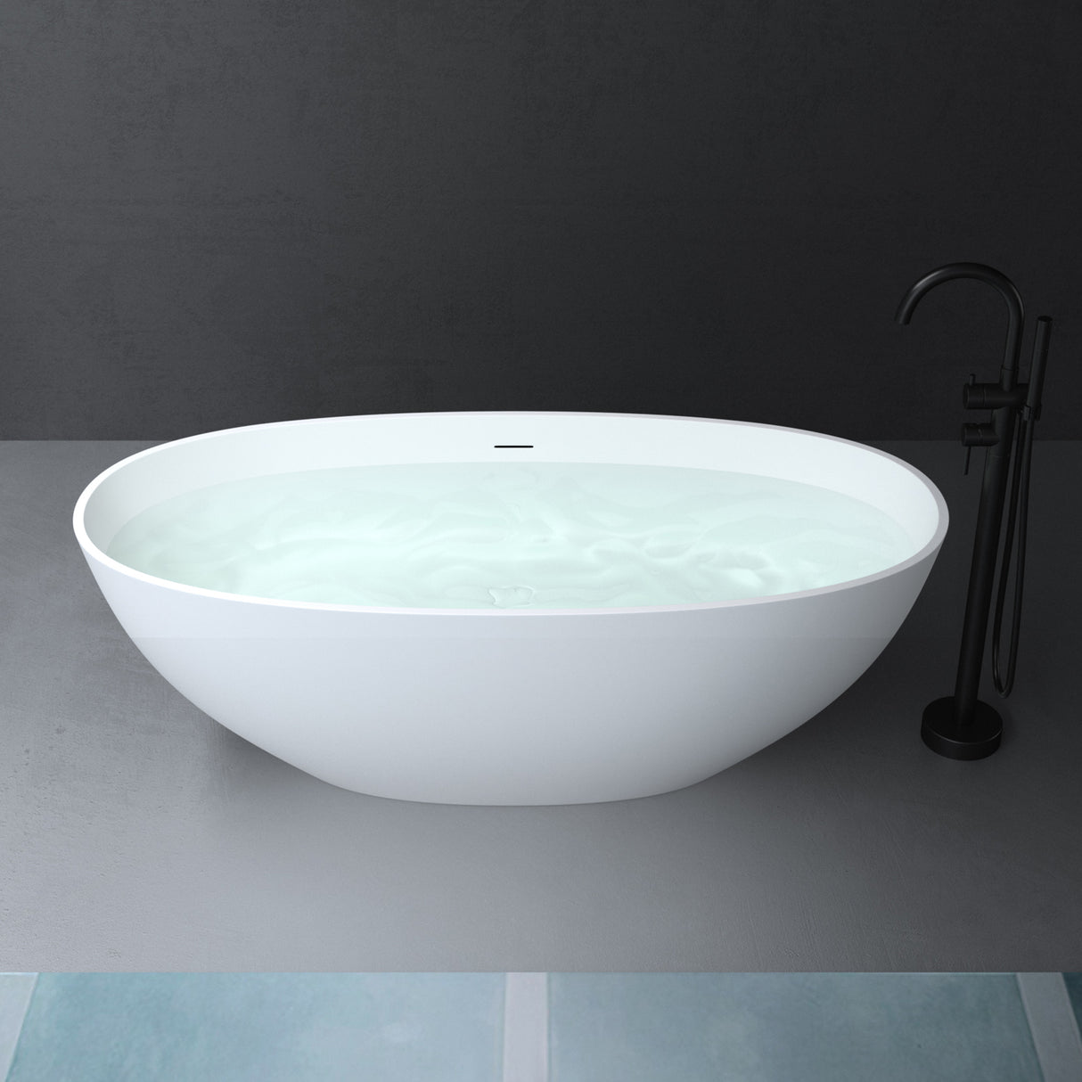 glasvilla Bañera independiente Blanco mate de mineral fundido Bañera de pie incl. sellado Nano