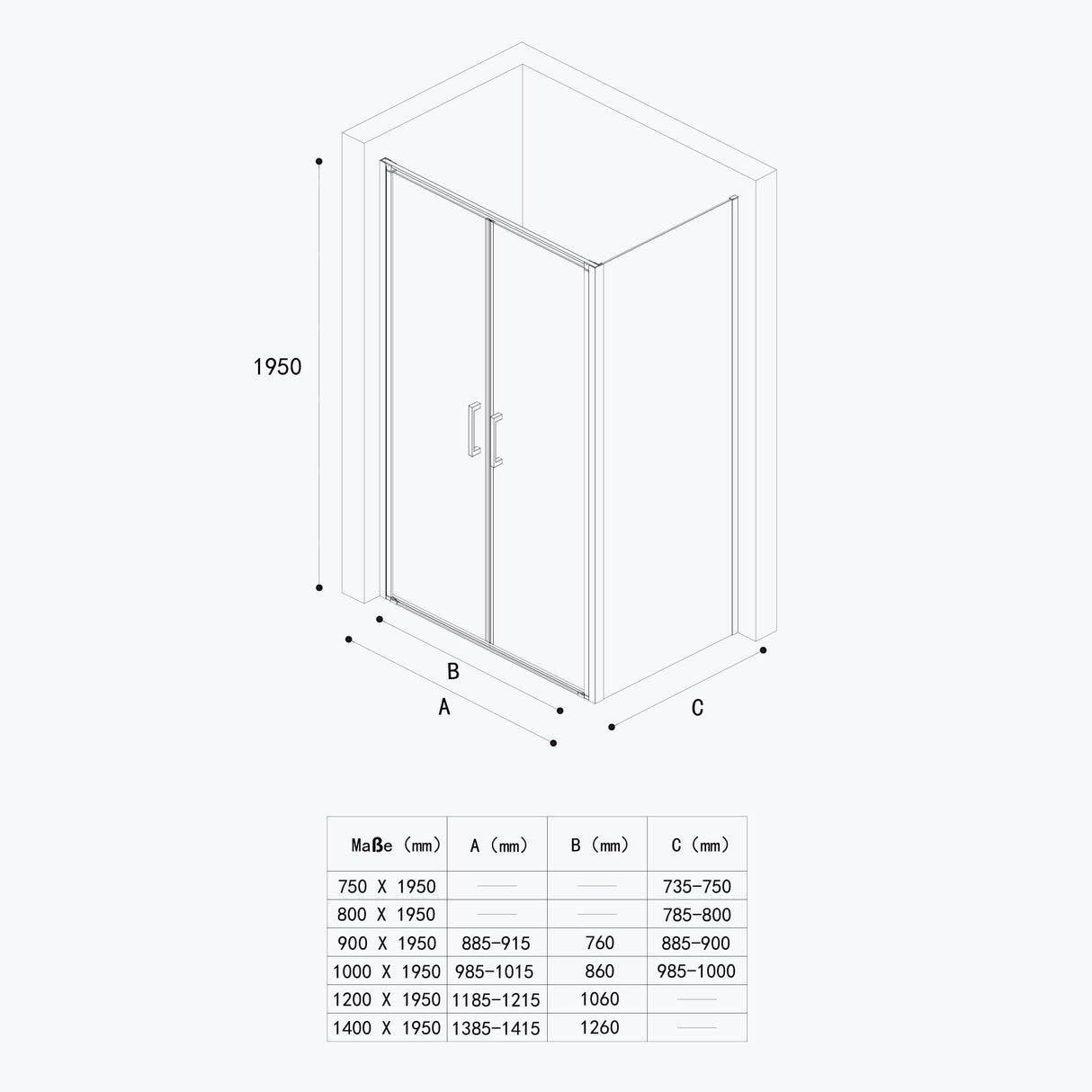 glasvilla Cabina de Ducha Cromo y Negro Separación de Ducha con Puerta Abatible Mecanismo de Elevación y Bajada 8mm Vidrio de Seguridad ESG Recubrimiento Nano Ravenna66K