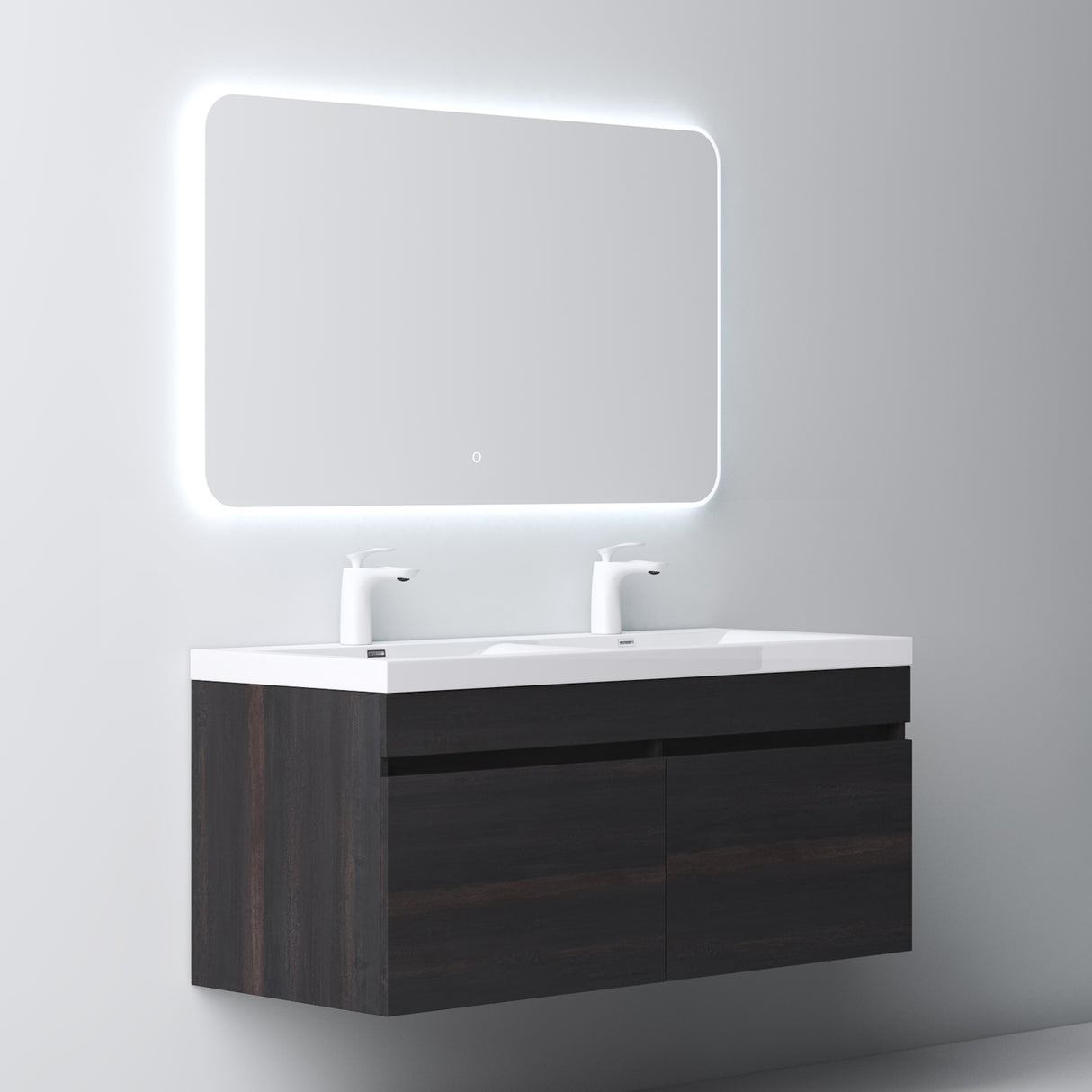 set de muebles de baño glasvilla con lavabo de mineral y mueble de baño Botanica