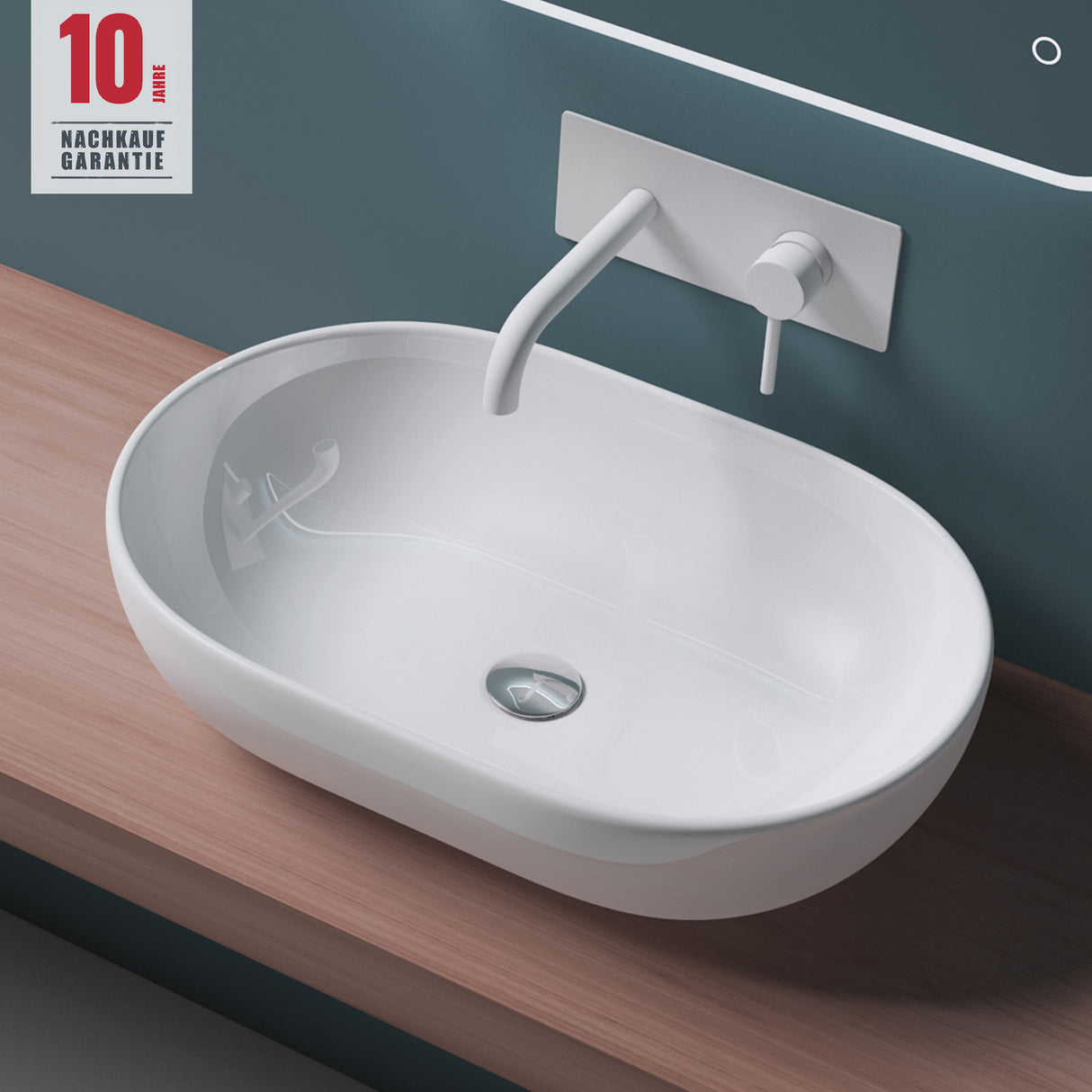 glasvilla Waschbecken Aufsatzwaschbecken Keramik in weiß mit Nano-Beschichtung Brüssel322