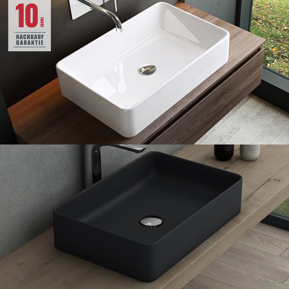 glasvilla Waschbecken Aufsatzwaschbecken BTH: 59x38x13,5cm Waschschale aus Keramik Brüssel105D