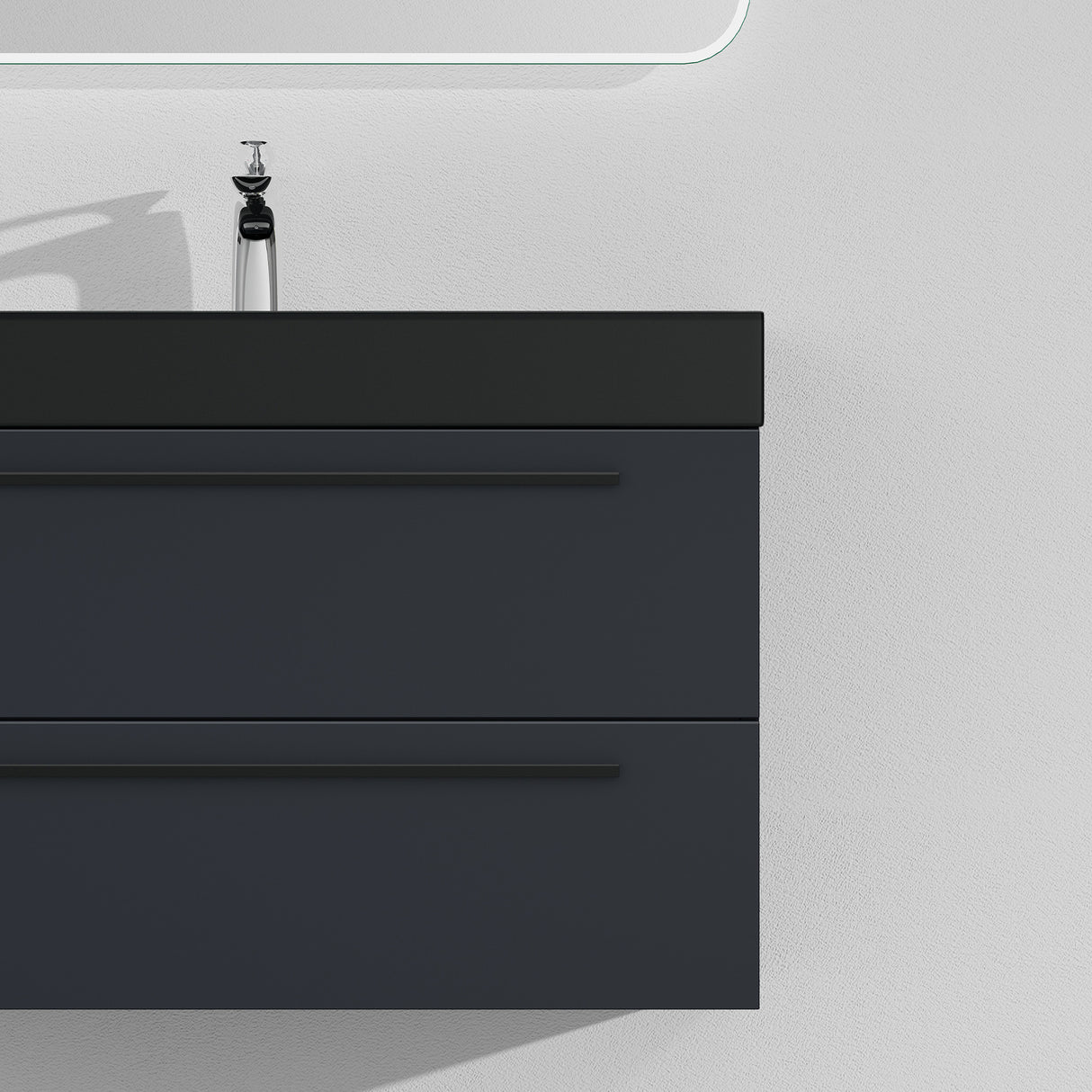 glasvilla Badmöbel-Set Waschbeckenunterschrank Waschtisch mit Unterschrank inkl. Mineralguss-Waschbecken in Anthrazit Quadratto
