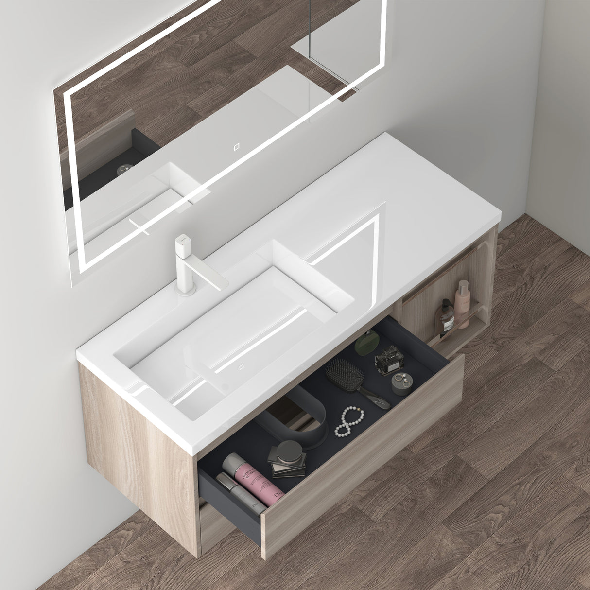 conjunto de muebles de baño glasvilla lavabo con mueble de abajo mineralguss mueble de lavabo 120x46x49cm Open