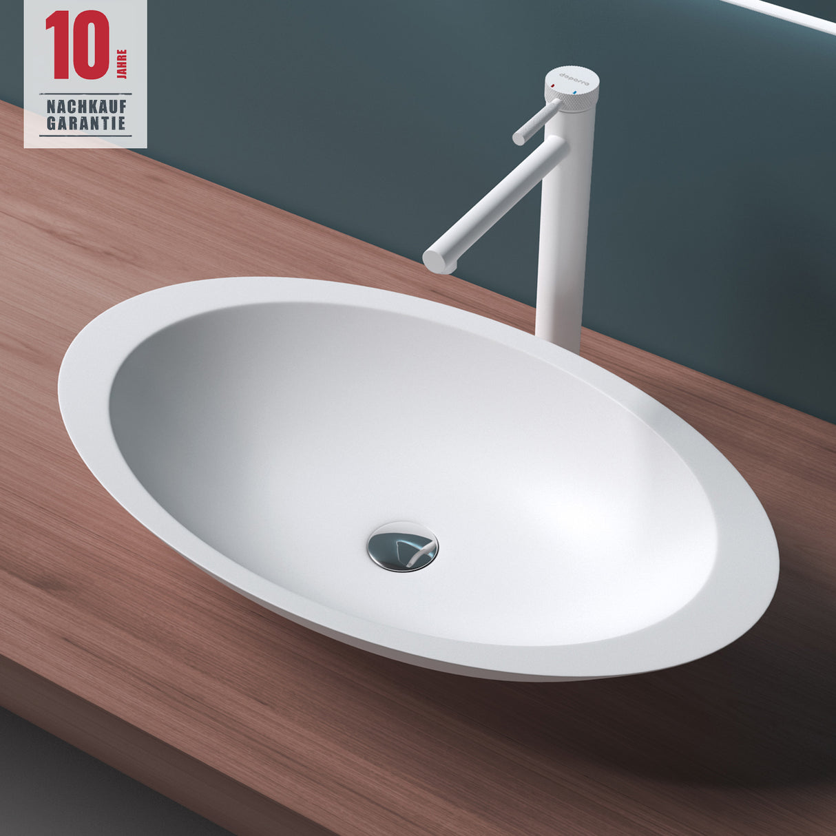 glasvilla Aufsatzwaschbecken Waschschale Waschtisch Waschbecken aus Mineralguss Col802