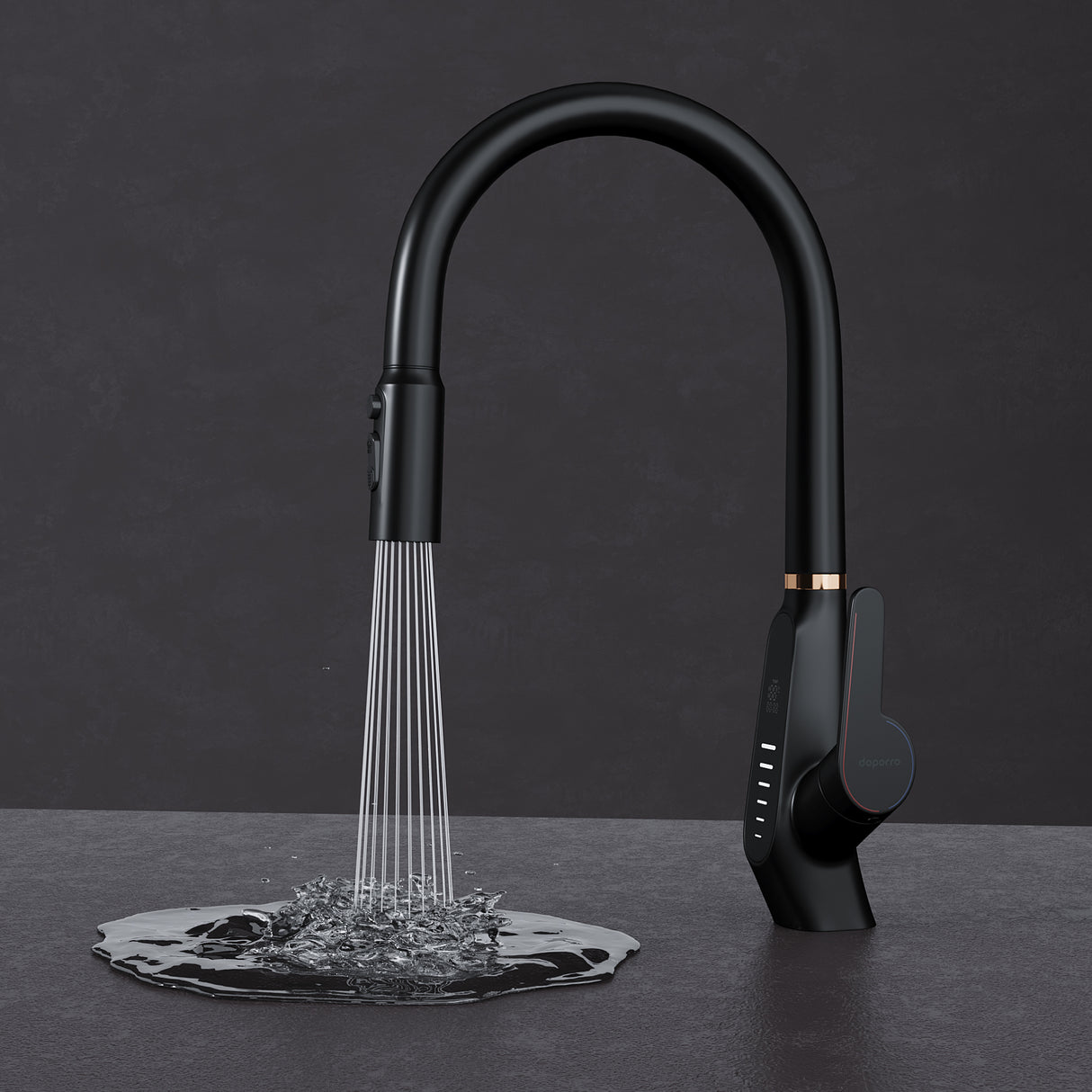 grifos de cocina Glasvilla grifo de cocina extraíble 360° giratorio 3 modos de chorro de agua pantalla digital LED grifo de cocina grifo de fregadero MS-8085