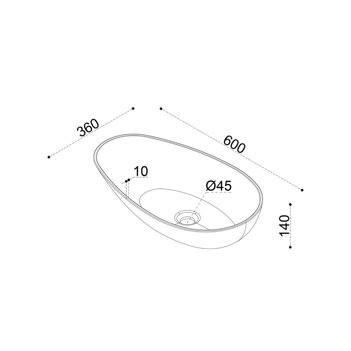 glasvilla Waschbecken oval Aufsatzwaschbecken ohne Hahnloch und Überlauf Col809