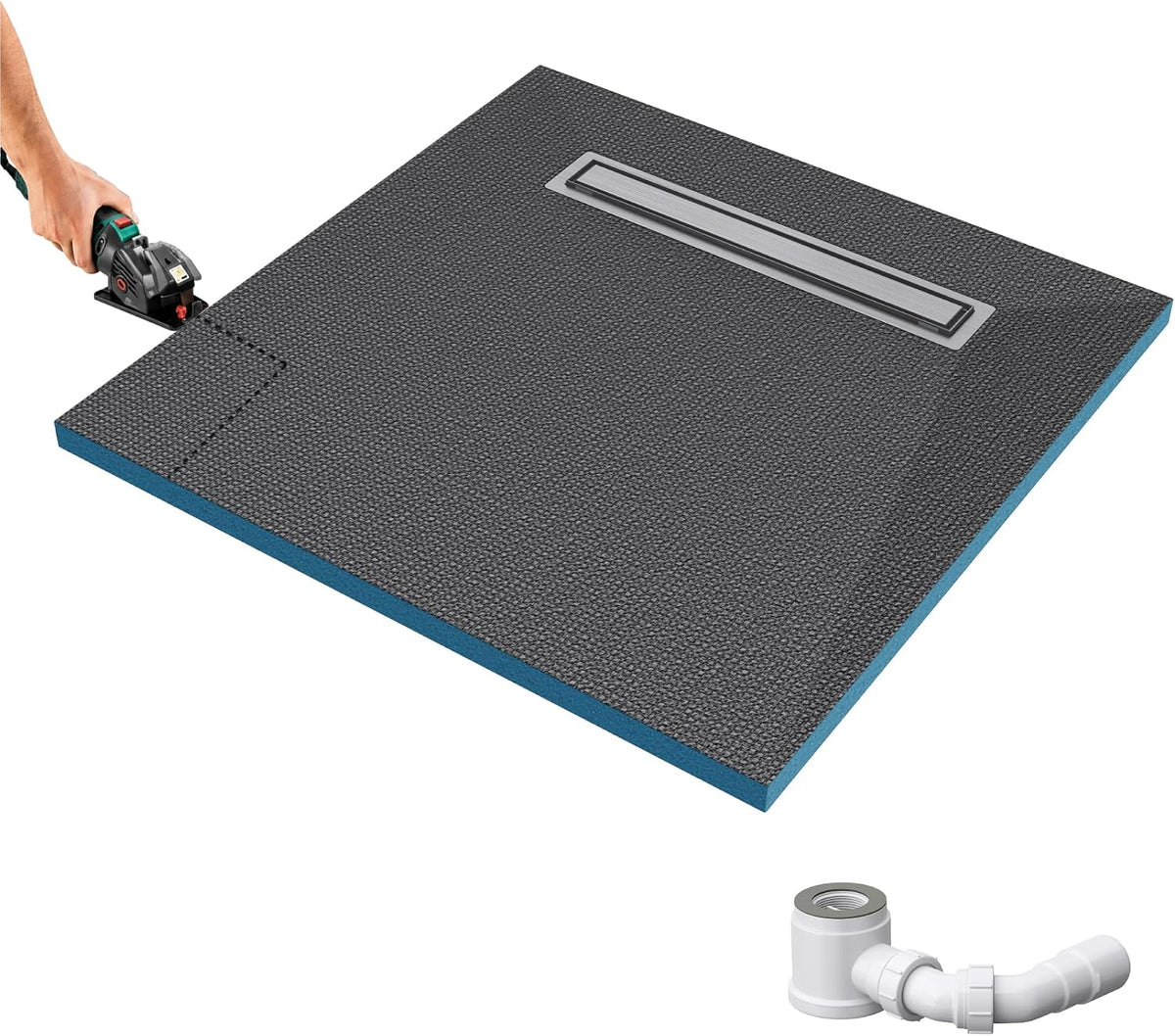 glasvilla Duschwanne inkl. Duschrinne und Ablaufgarnitur Duschtasse bodeneben Gefälleplatte, Duschboard befliesbar Duschelemente, XPS-Duschboard02