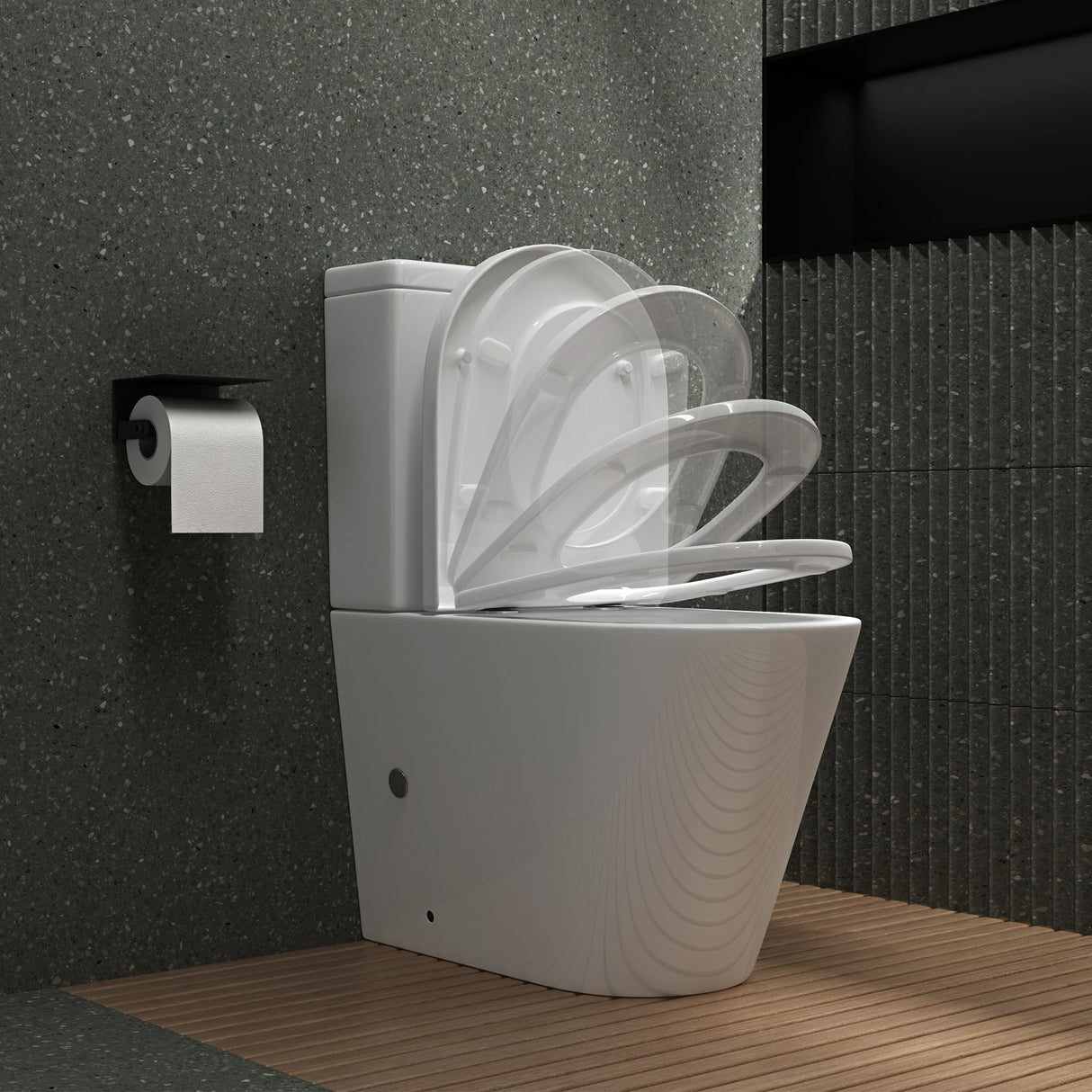 glasvilla Stand-WC aus Keramik spülrandloses-WC 36x63x82cm bodenstehende-Toilette inkl. Spülkasten Stand108T