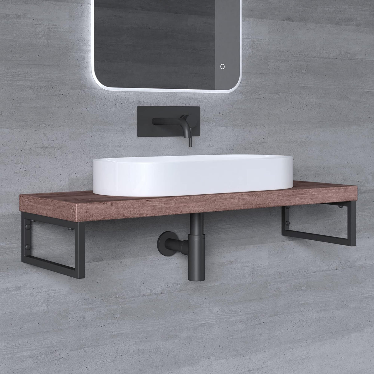 glasvilla Diseño Consola de Pared de Acero Inoxidable Soporte para Lavabo 2 Piezas WH01
