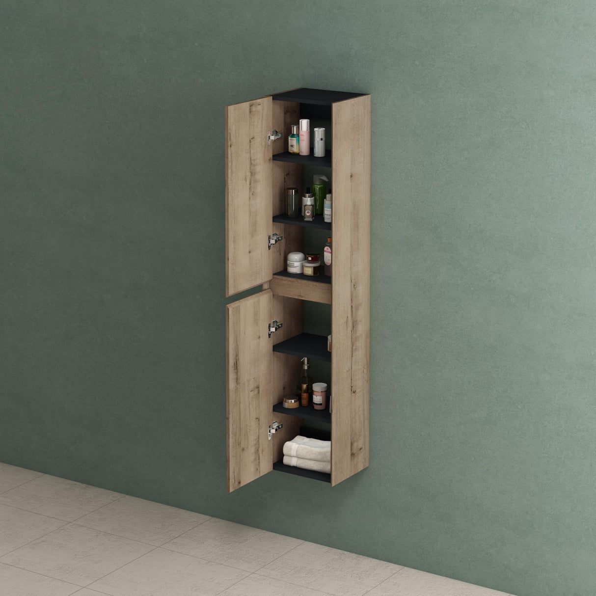 glasvilla Hochschrank armario multifuncional armario de baño armario de baño con 2 puertas y 6 compartimentos estante de baño para múltiples funciones BTH: 35x30x160 cm Rimo