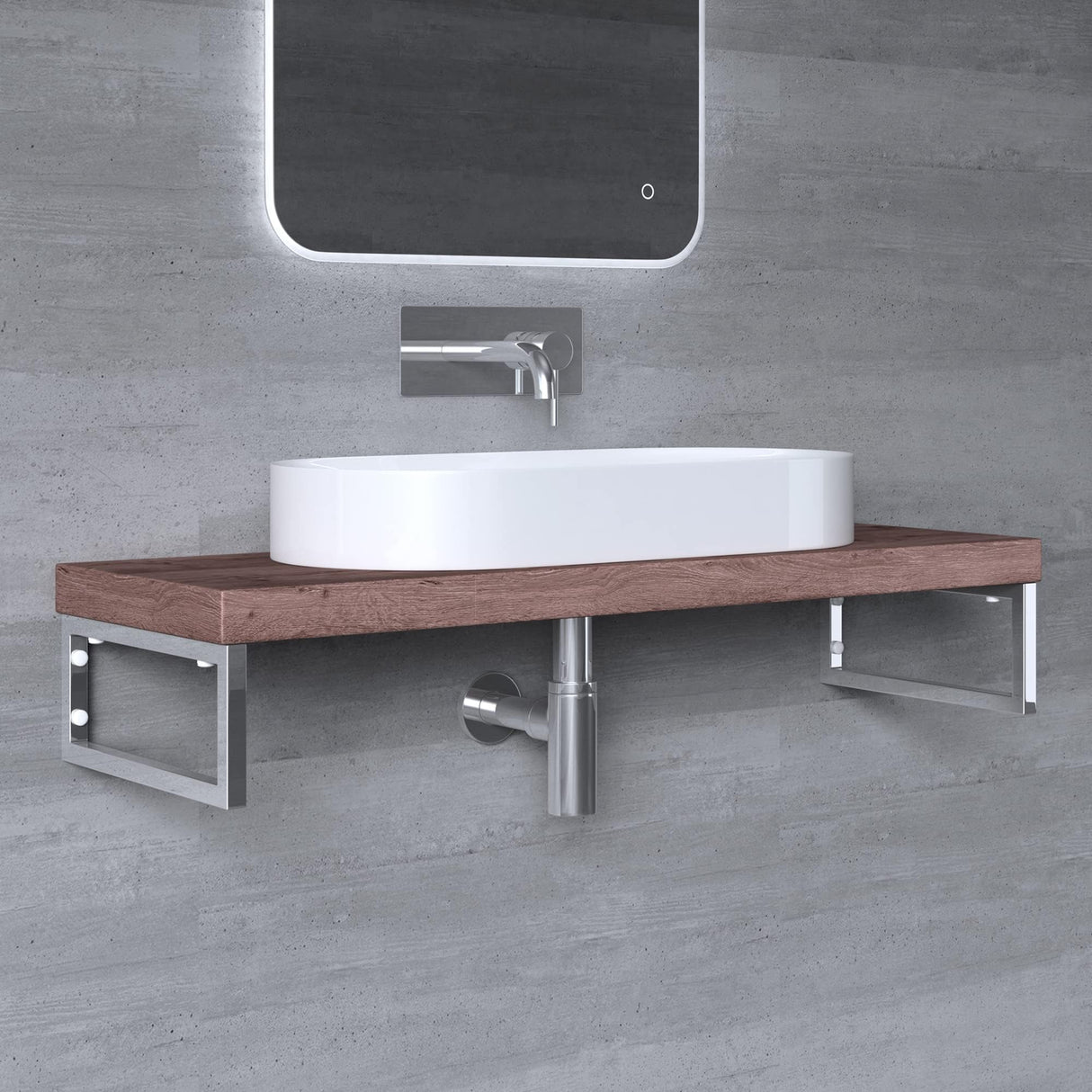 glasvilla Diseño Consola de Pared de Acero Inoxidable Soporte para Lavabo 2 Piezas WH01