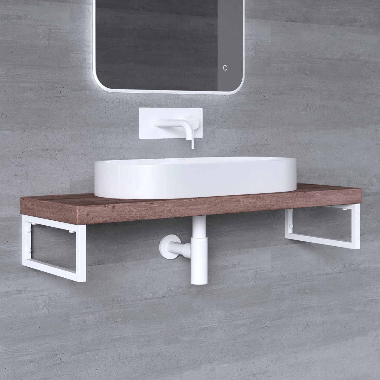 glasvilla Diseño Consola de Pared de Acero Inoxidable Soporte para Lavabo 2 Piezas WH01