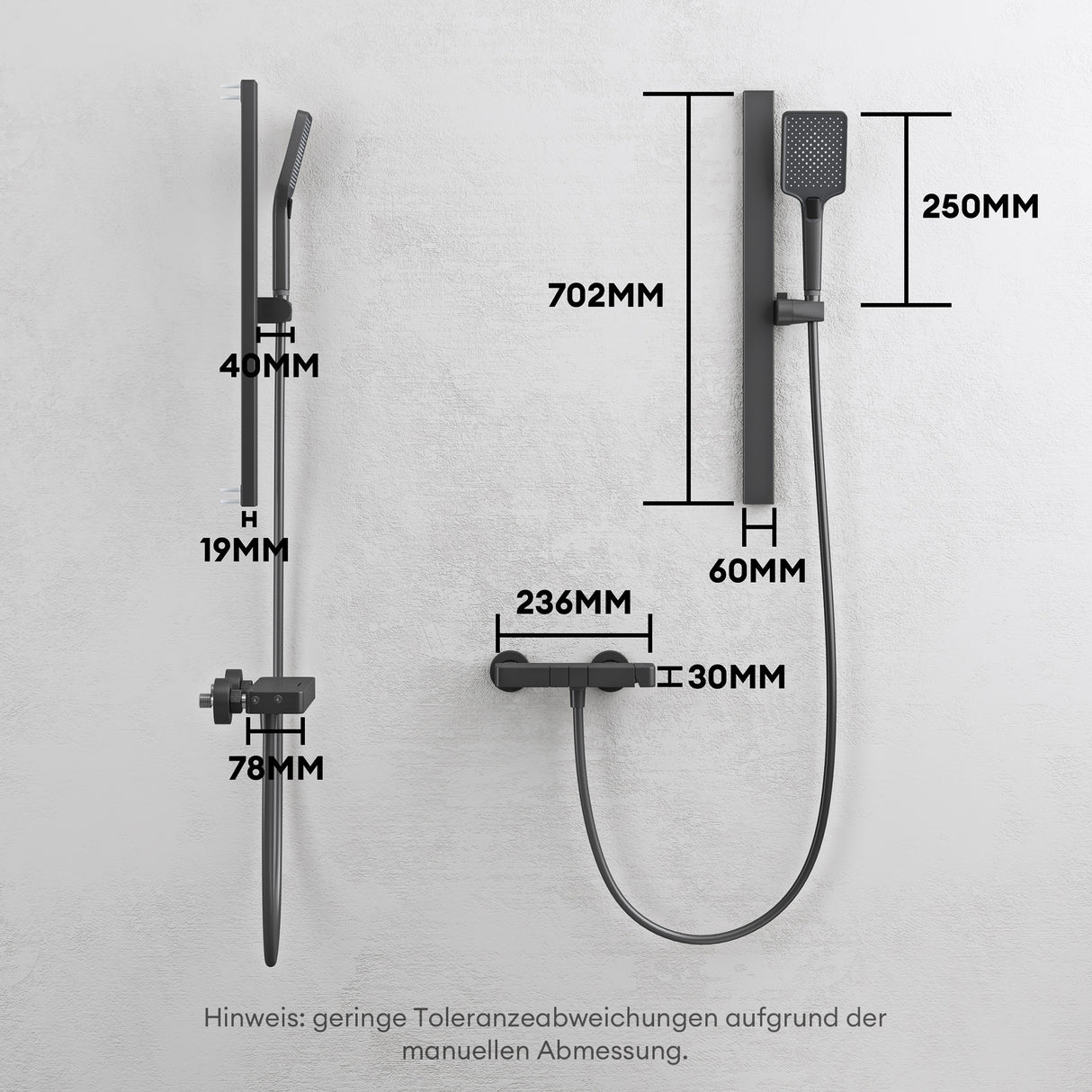 glasvilla sistema de ducha con ducha de lluvia cabezal de ducha 3 tipos de chorro ajustable en altura ducha de mano con salida inferior de aluminio sistema de ducha10