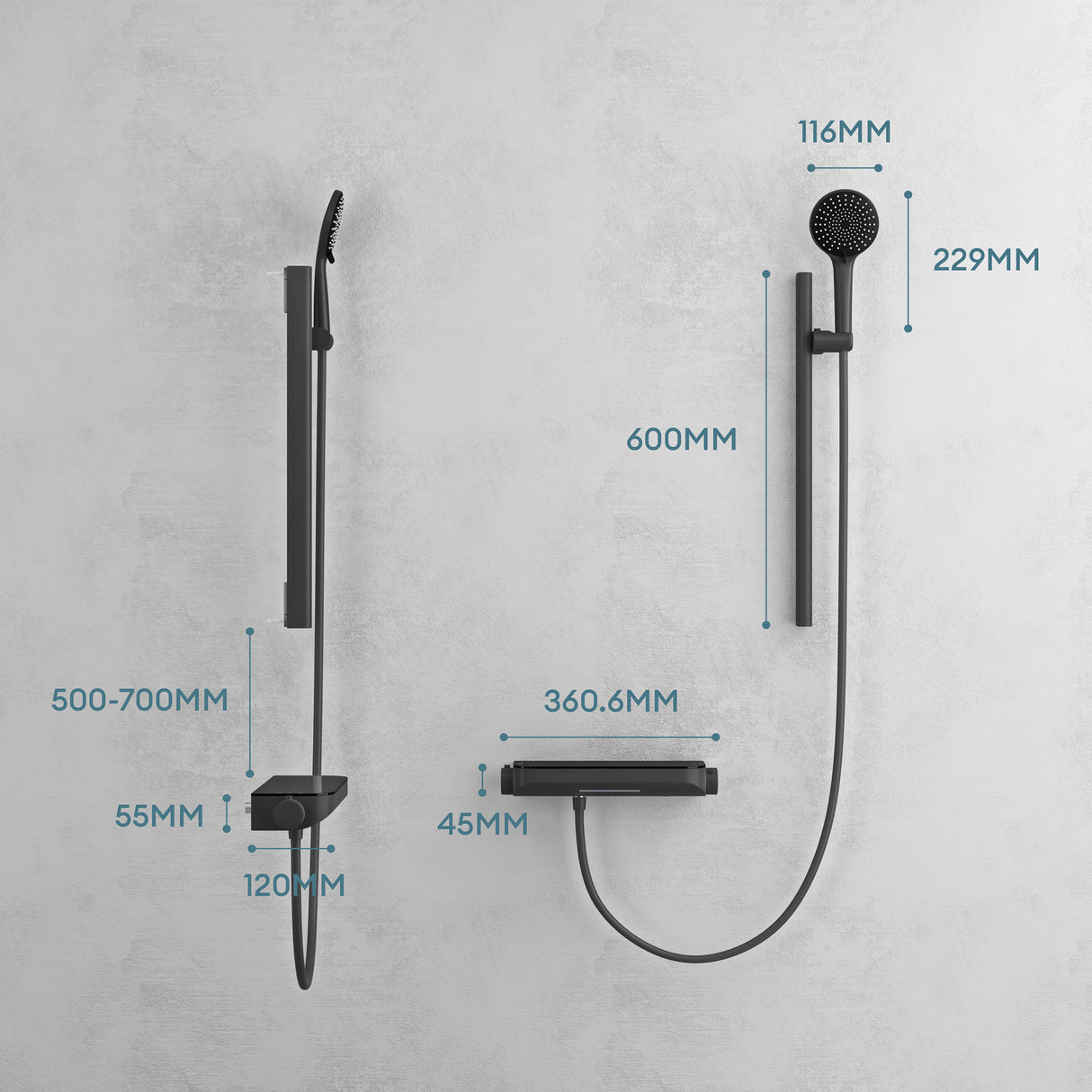 sistema de ducha glasvilla con termostato, conjunto completo de grifería de ducha con bloqueo de seguridad, ducha regulable en altura con 3 tipos de chorro y salida inferior de latón sistema de ducha9