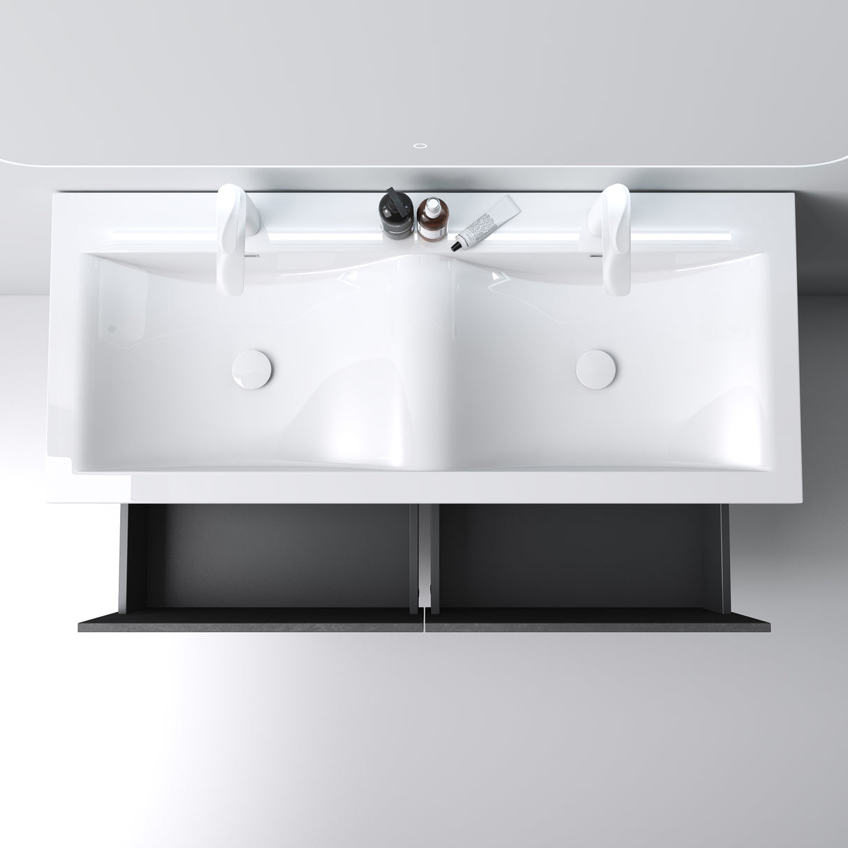 set de muebles de baño glasvilla con lavabo de mineral y mueble de baño Botanica